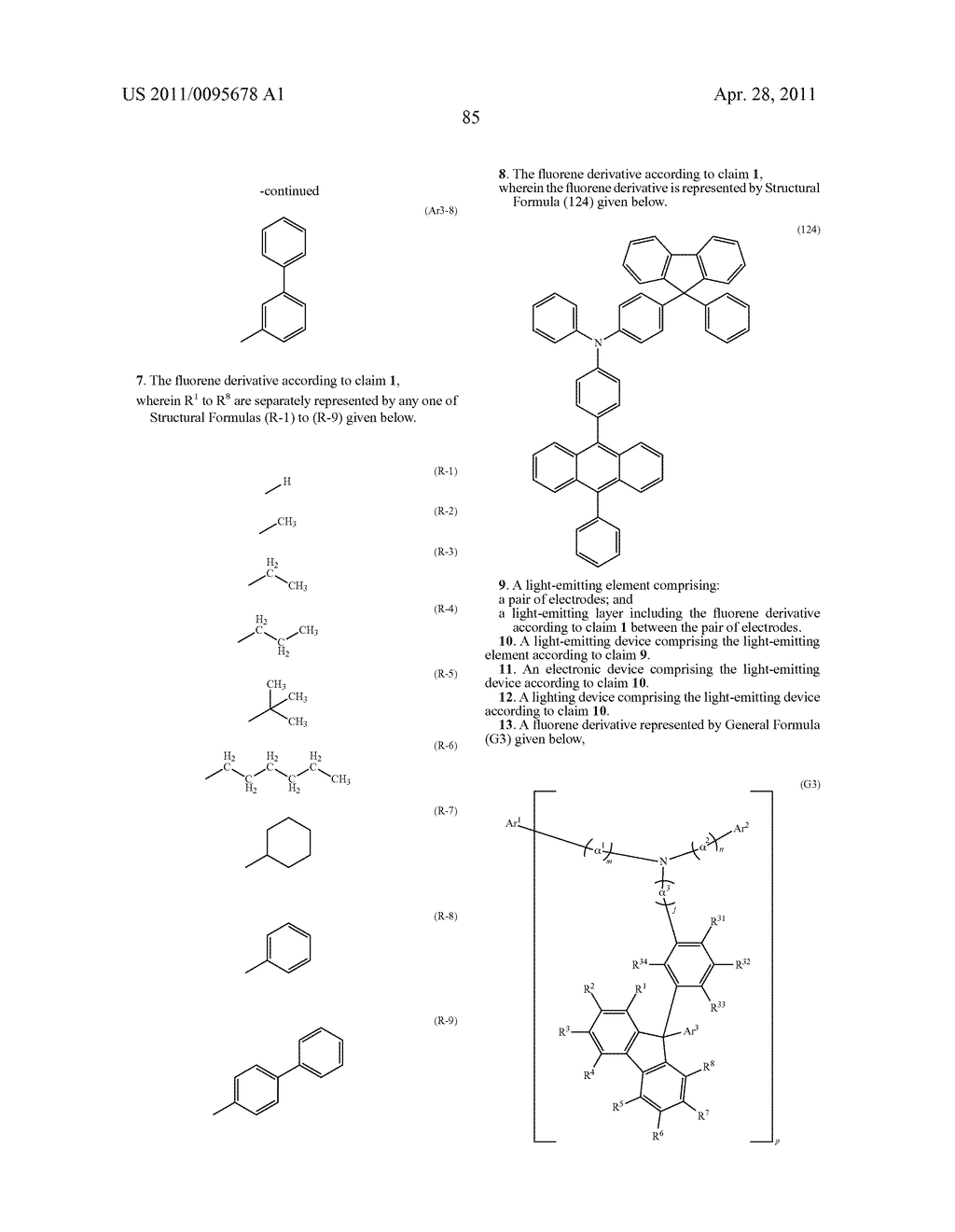 FLUORENE DERIVATIVE, LIGHT-EMITTING ELEMENT, LIGHT-EMITTING DEVICE, ELECTRONIC DEVICE, AND LIGHTING DEVICE - diagram, schematic, and image 153