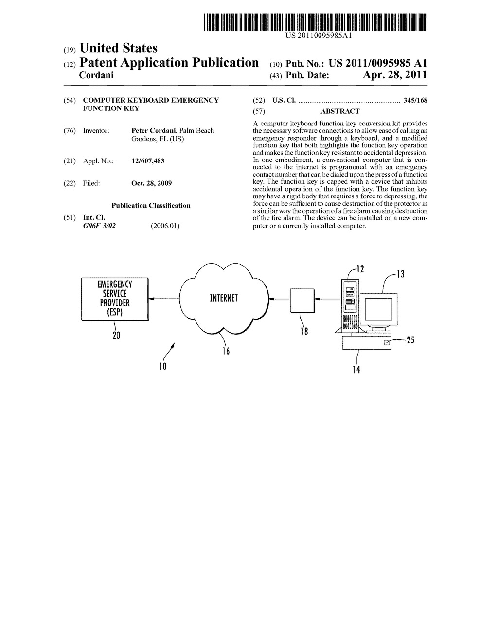 Computer keyboard emergency function key - diagram, schematic, and image 01