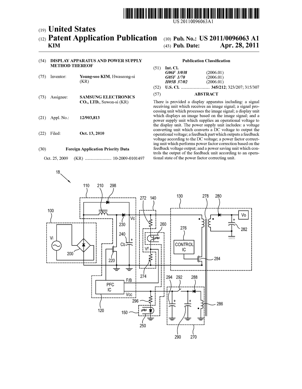 DISPLAY APPARATUS AND POWER SUPPLY METHOD THEREOF - diagram, schematic, and image 01