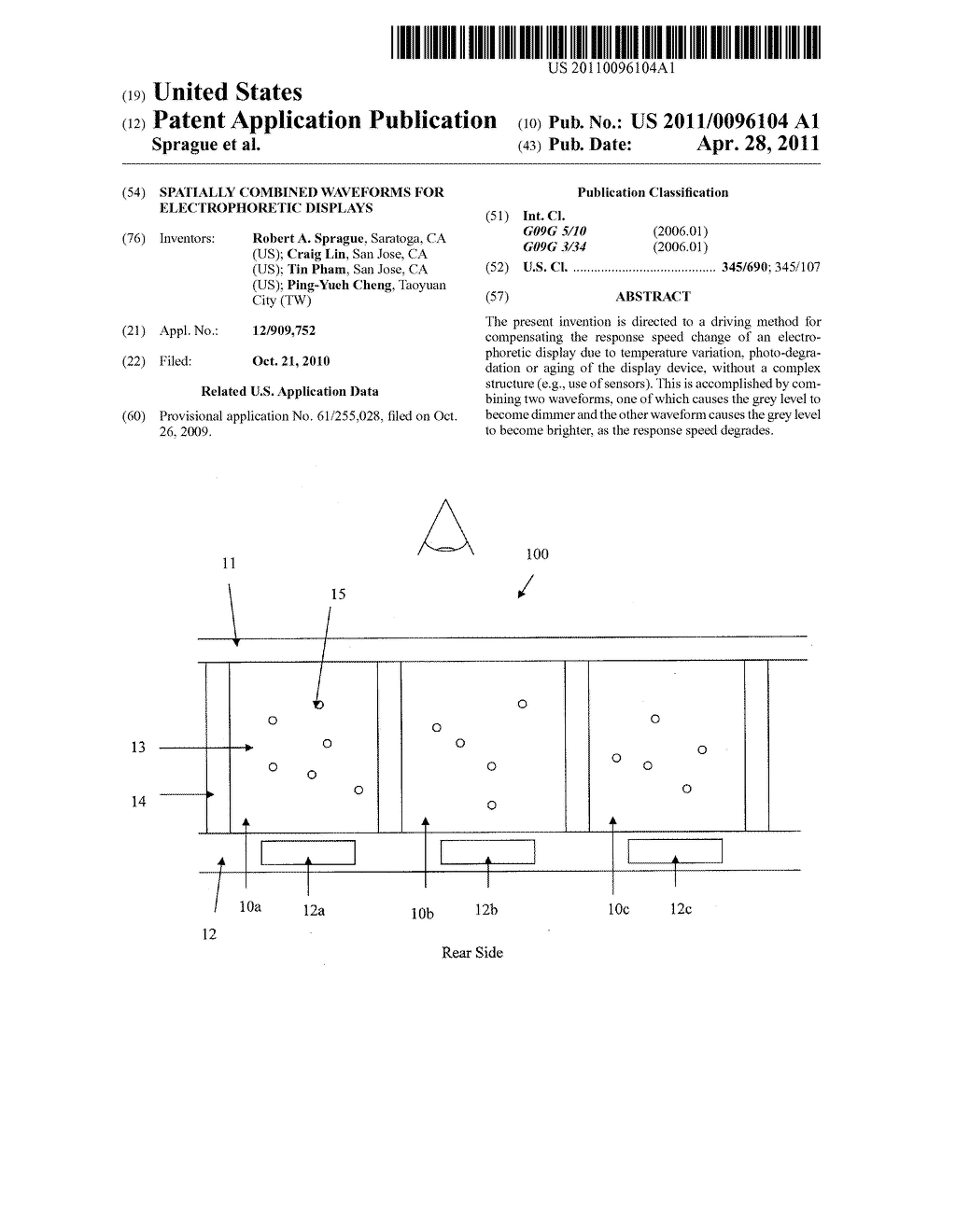 SPATIALLY COMBINED WAVEFORMS FOR ELECTROPHORETIC DISPLAYS - diagram, schematic, and image 01