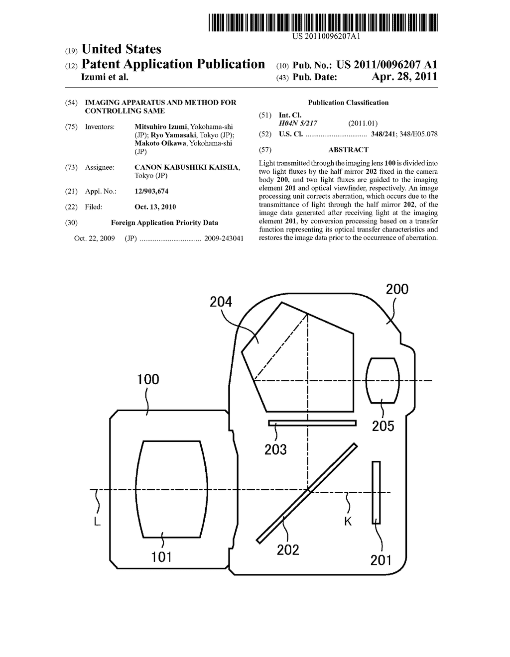 IMAGING APPARATUS AND METHOD FOR CONTROLLING SAME - diagram, schematic, and image 01