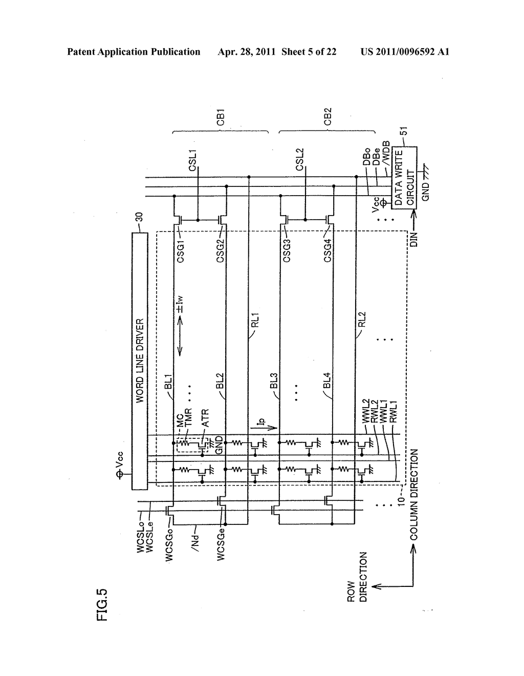 THIN FILM MAGNETIC MEMORY DEVICE WRITING DATA WITH BIDIRECTIONAL CURRENT - diagram, schematic, and image 06