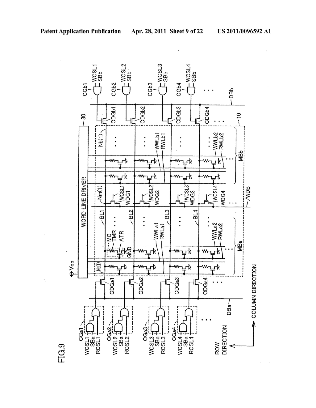 THIN FILM MAGNETIC MEMORY DEVICE WRITING DATA WITH BIDIRECTIONAL CURRENT - diagram, schematic, and image 10