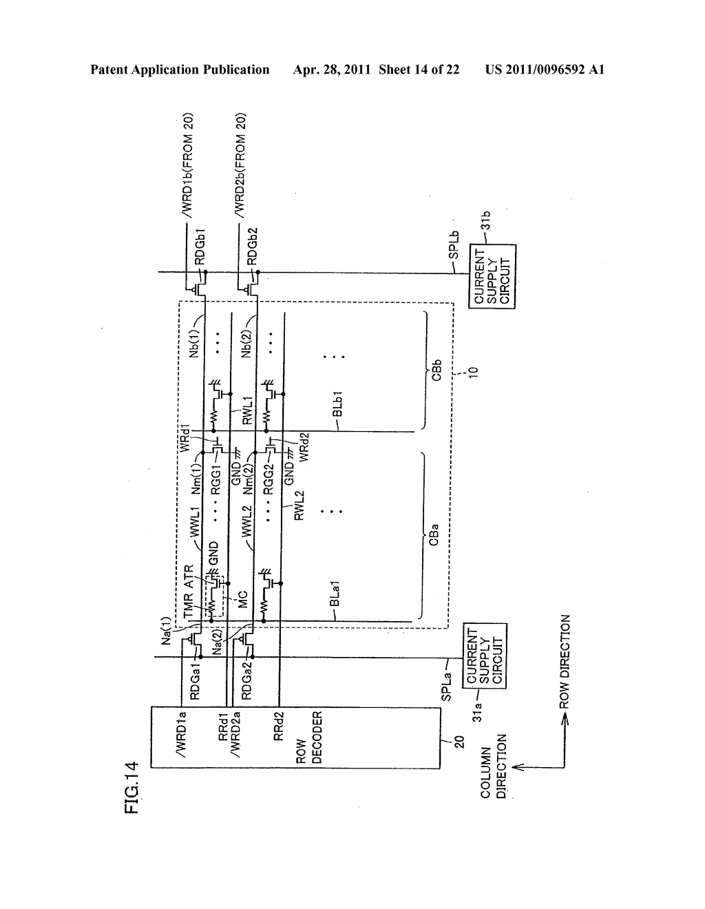 THIN FILM MAGNETIC MEMORY DEVICE WRITING DATA WITH BIDIRECTIONAL CURRENT - diagram, schematic, and image 15