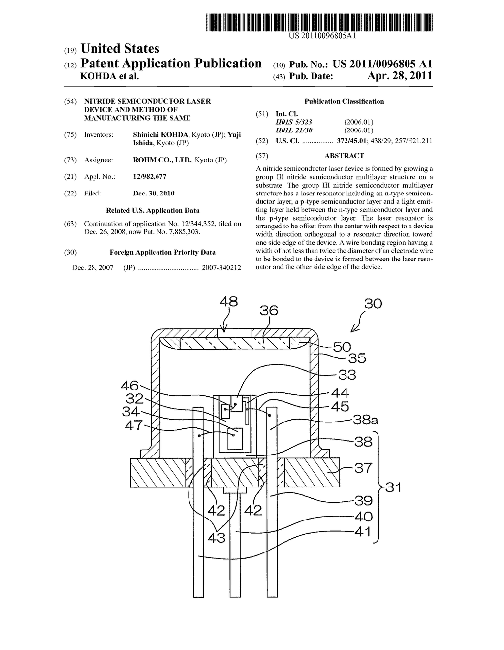 NITRIDE SEMICONDUCTOR LASER DEVICE AND METHOD OF MANUFACTURING THE SAME - diagram, schematic, and image 01