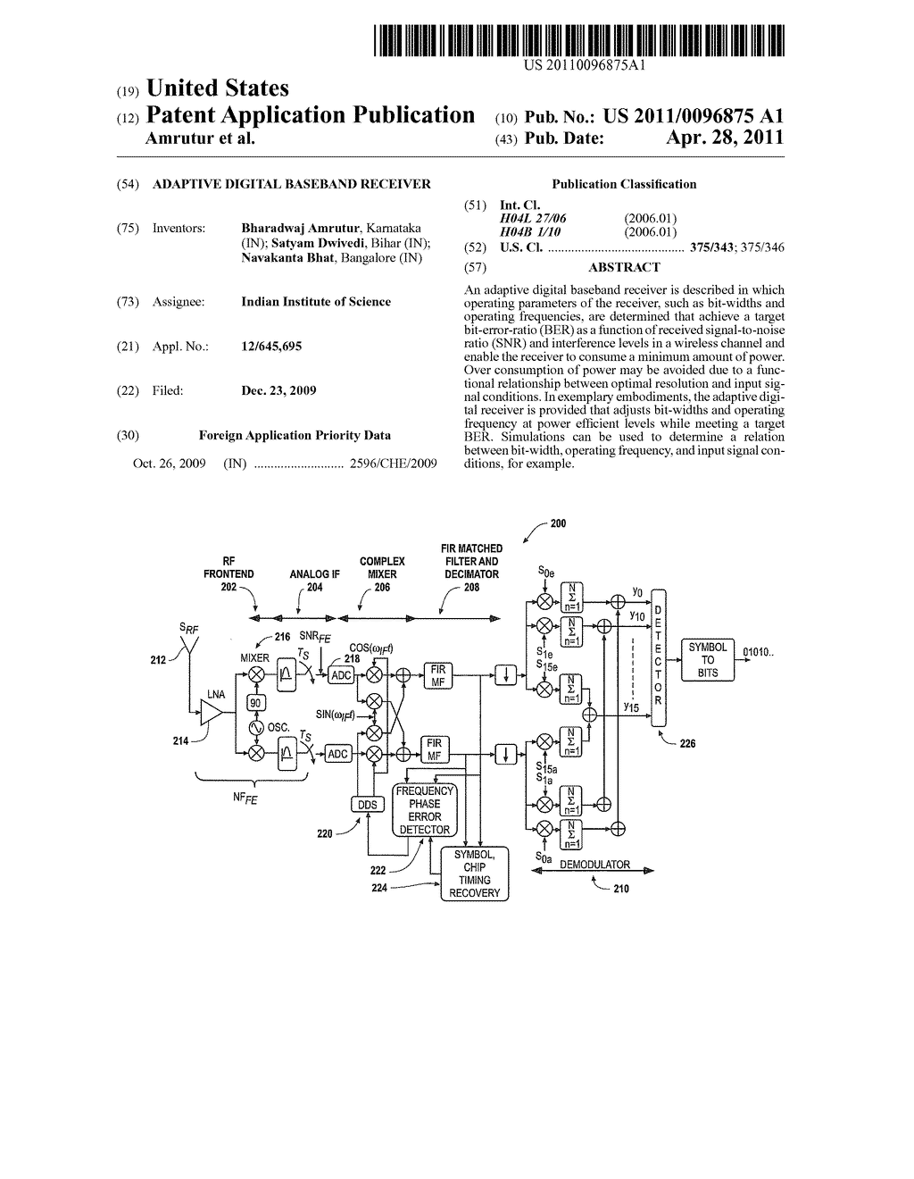 Adaptive Digital Baseband Receiver - diagram, schematic, and image 01