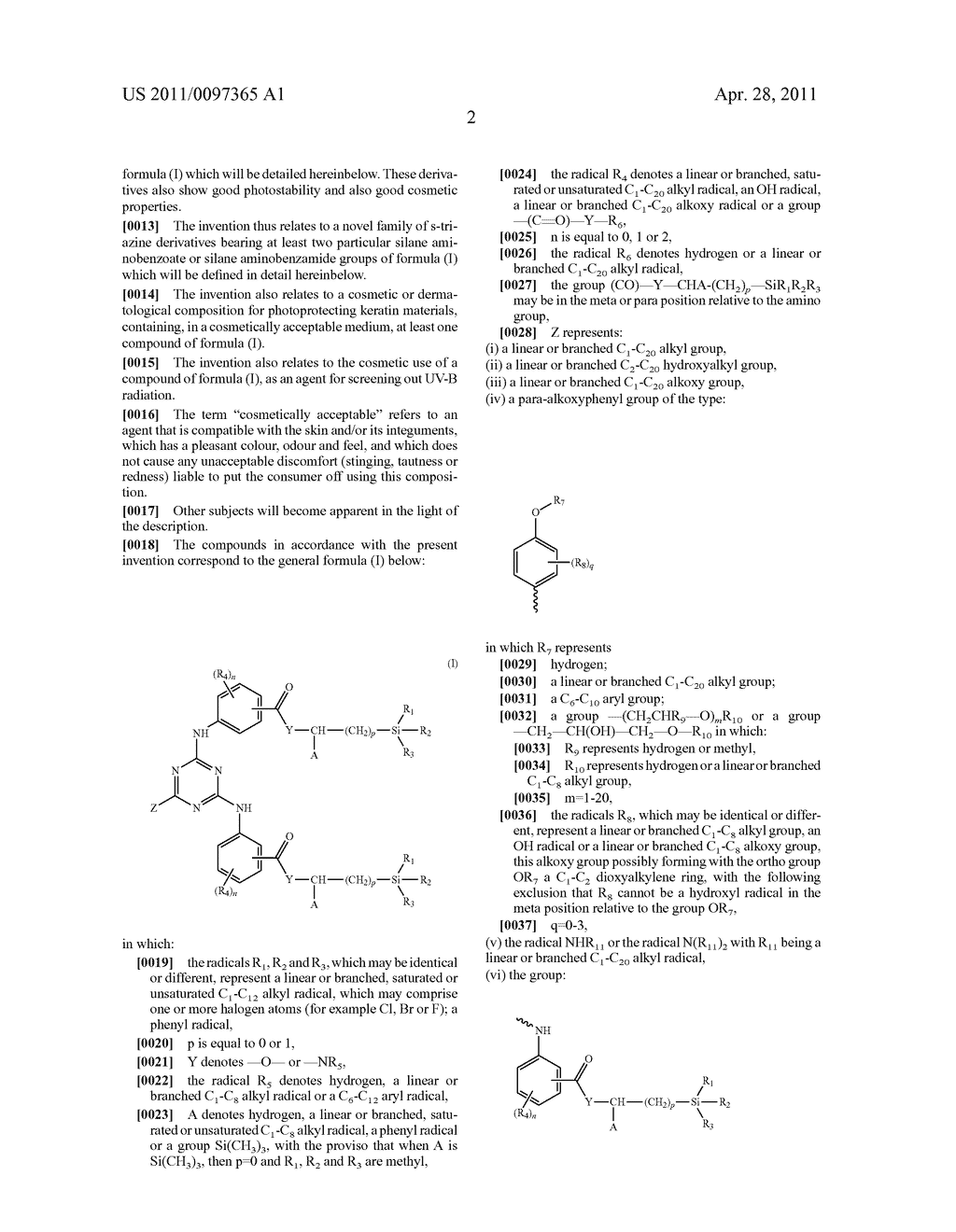 S-TRIAZINE DERIVATIVES CONTAINING AT LEAST TWO PARTICULAR SILANE AMINOBENZOATE OR SILANE AMINOBENZAMIDE GROUPS; PHOTOPROTECTIVE COSMETIC COMPOSITIONS CONTAINING THESE DERIVATIVES; USES OF THE SAID S-TRIAZINE DERIVATIVES - diagram, schematic, and image 05