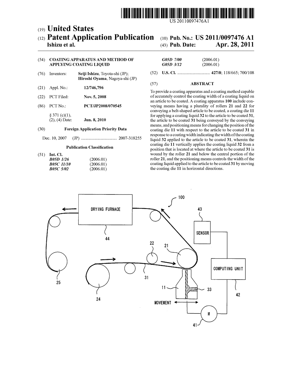 COATING APPARATUS AND METHOD OF APPLYING COATING LIQUID - diagram, schematic, and image 01