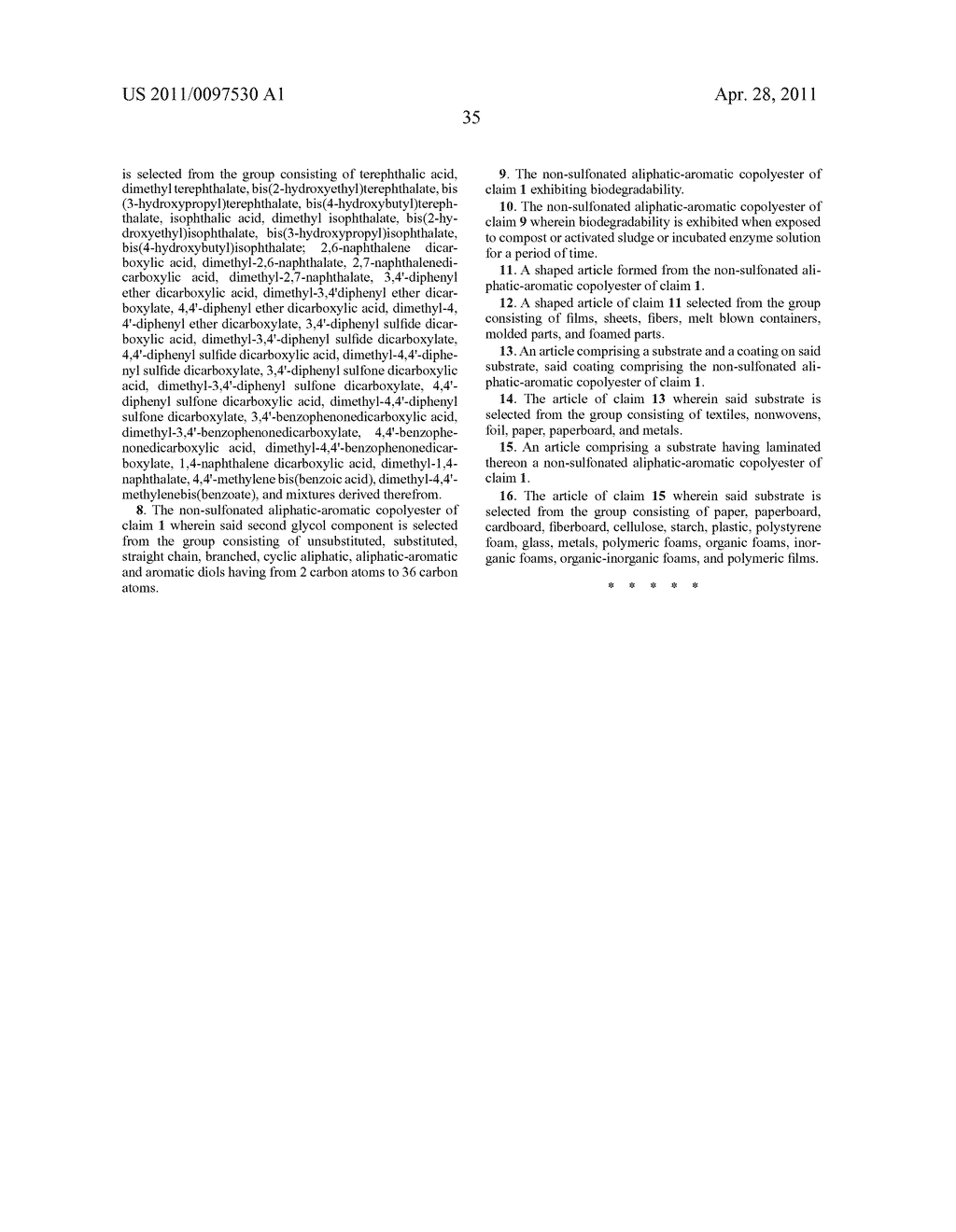 Non-sulfonated Aliphatic-Aromatic Polyesters, and Articles Made Therefrom - diagram, schematic, and image 36