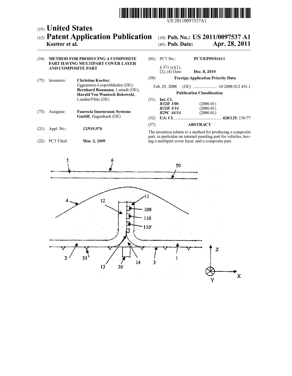 METHOD FOR PRODUCING A COMPOSITE PART HAVING MULTIPART COVER LAYER AND COMPOSITE PART - diagram, schematic, and image 01