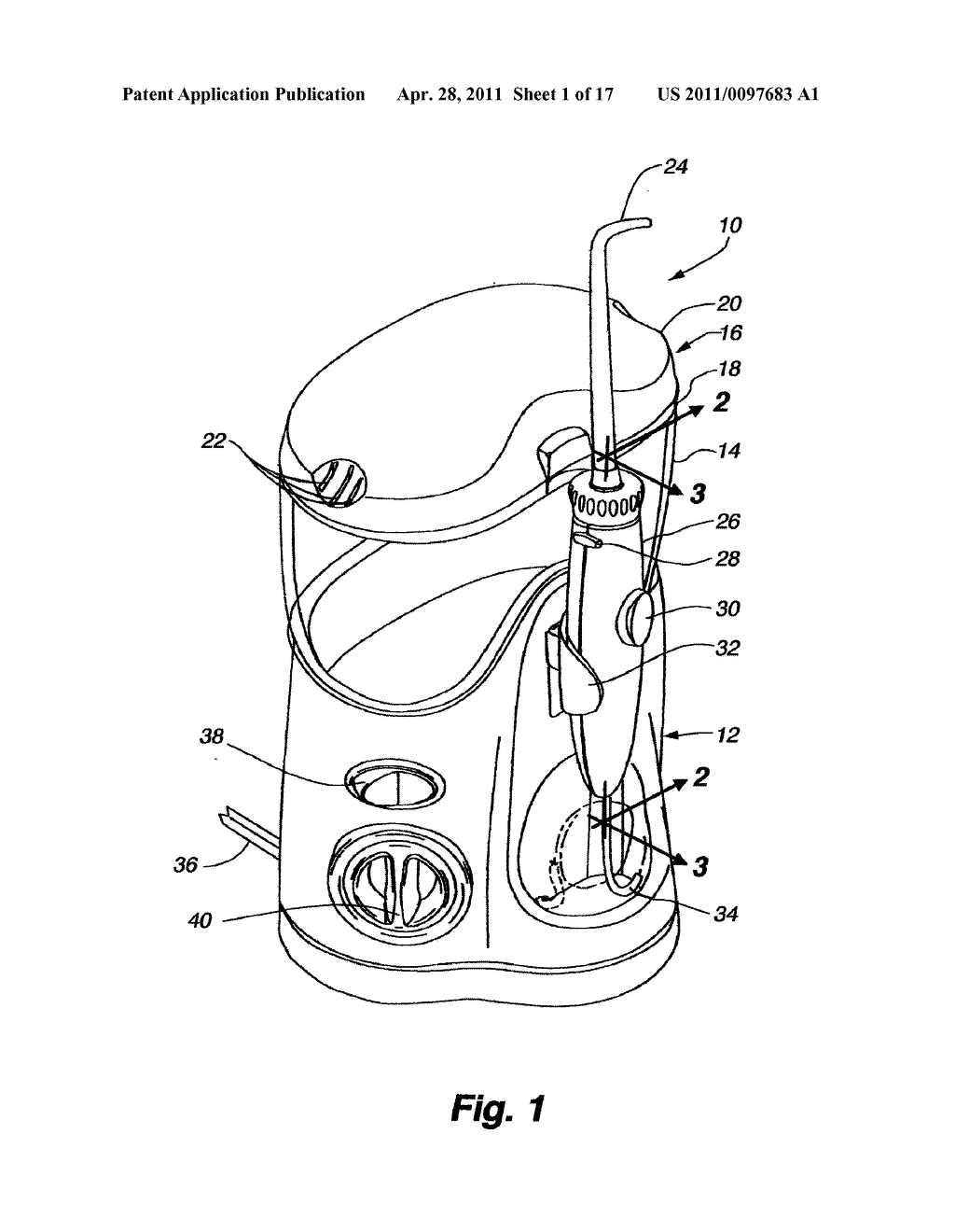 DENTAL WATER JET WITH STORAGE CONTAINER RESERVOIR COVER - diagram, schematic, and image 02