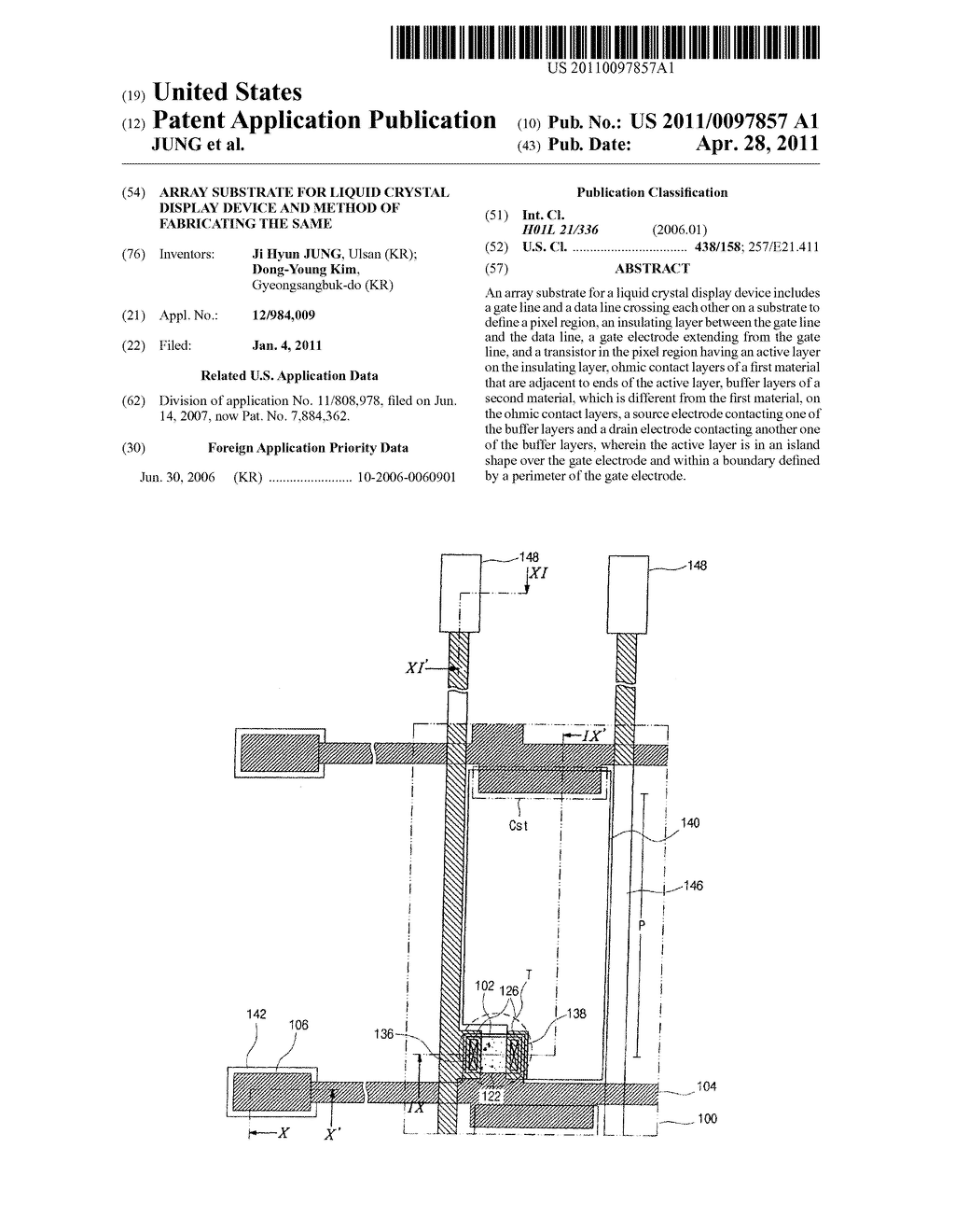 ARRAY SUBSTRATE FOR LIQUID CRYSTAL DISPLAY DEVICE AND METHOD OF FABRICATING THE SAME - diagram, schematic, and image 01