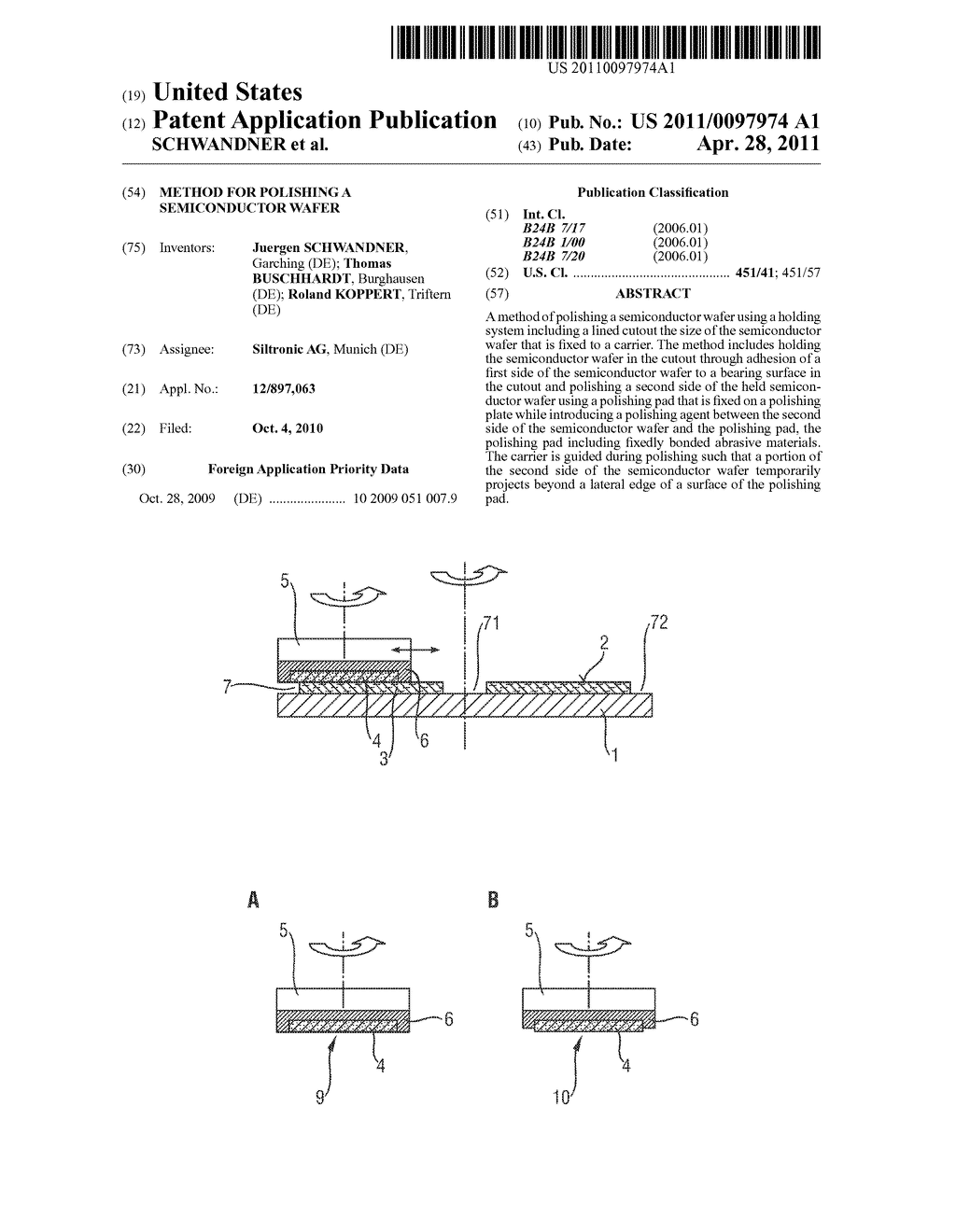 METHOD FOR POLISHING A SEMICONDUCTOR WAFER - diagram, schematic, and image 01