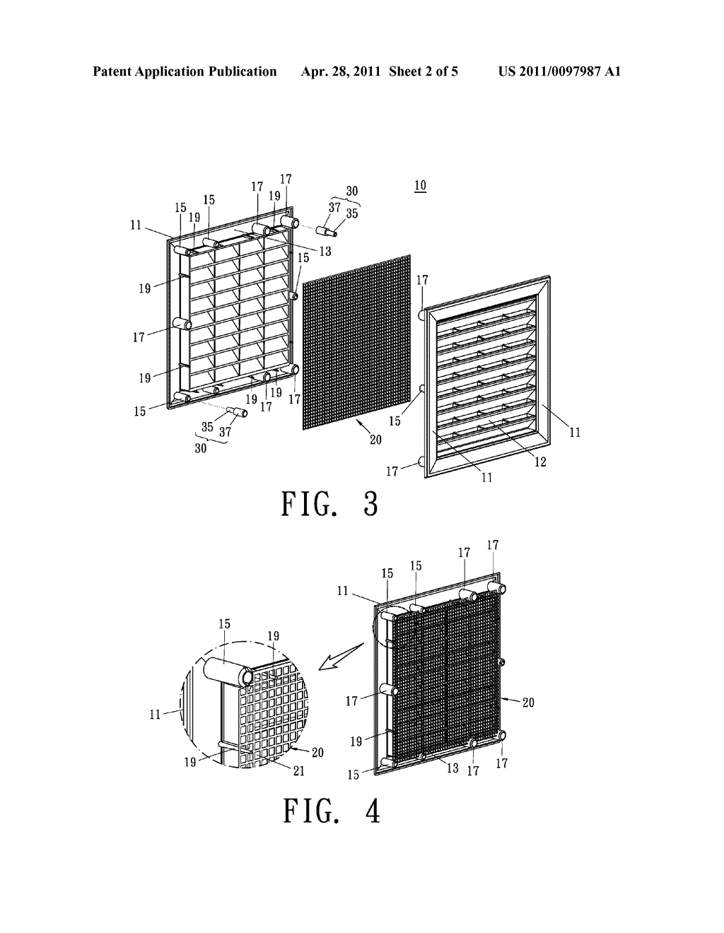 TWO PART GRILLE WITH INTERLOCKING CONNECTIONS FOR ASSEMBLY IN DOORS OR THE LIKE - diagram, schematic, and image 03