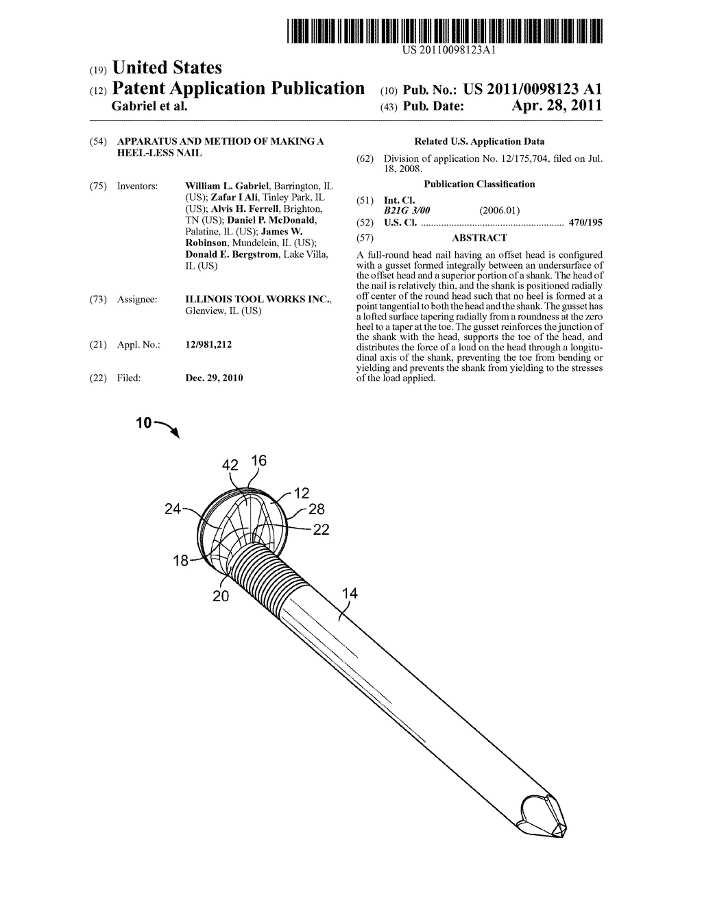 APPARATUS AND METHOD OF MAKING A HEEL-LESS NAIL - diagram, schematic, and image 01