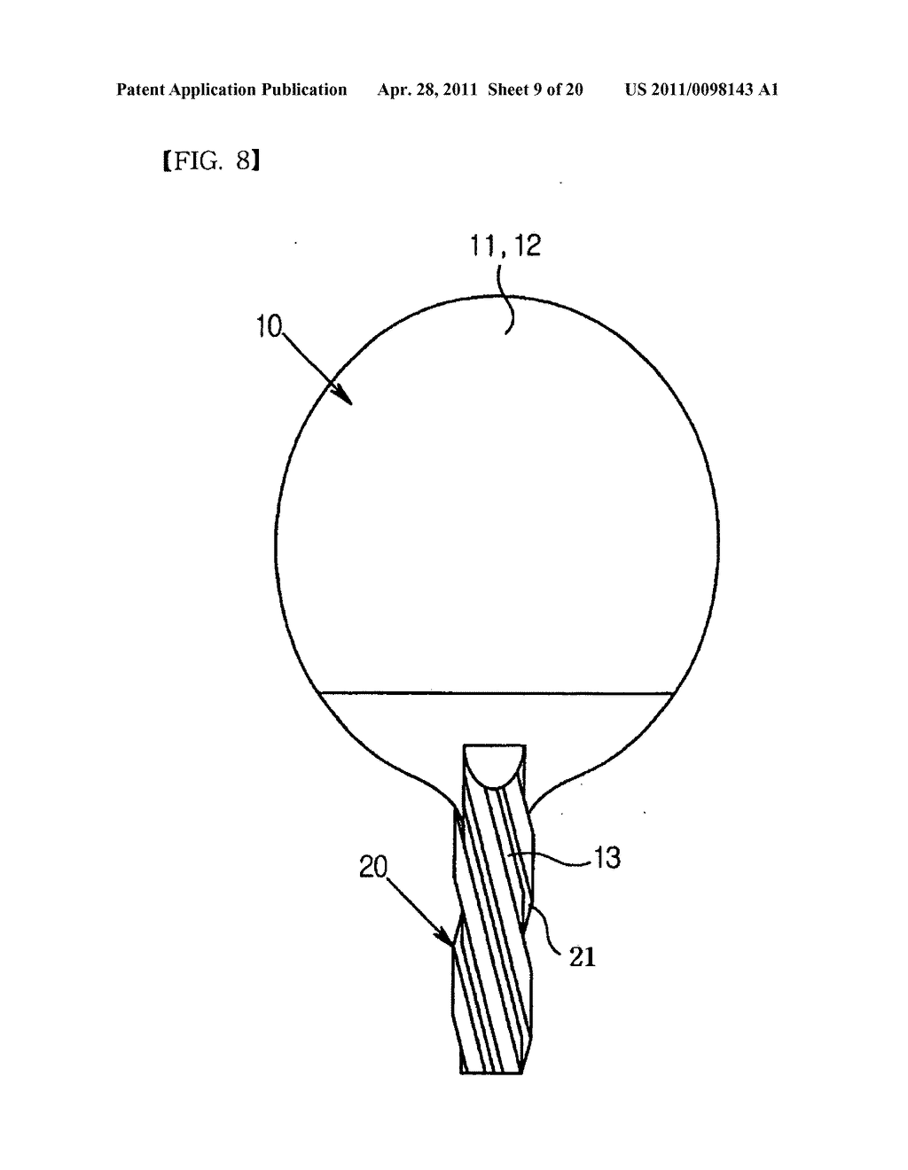 SHAKEHAND TYPE PINGPONG RACKET WITH SUPPORTING PROJECTION PART - diagram, schematic, and image 10