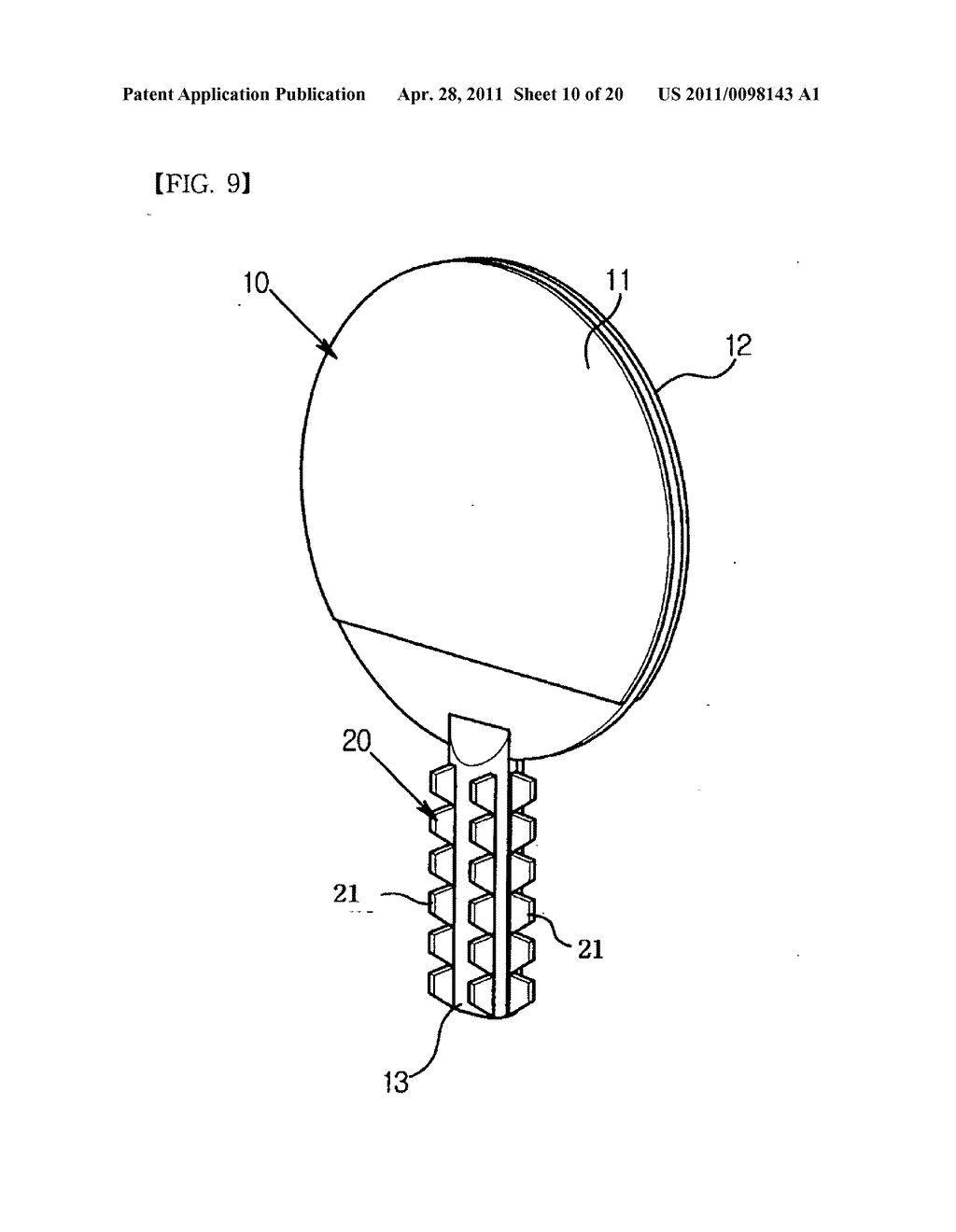 SHAKEHAND TYPE PINGPONG RACKET WITH SUPPORTING PROJECTION PART - diagram, schematic, and image 11