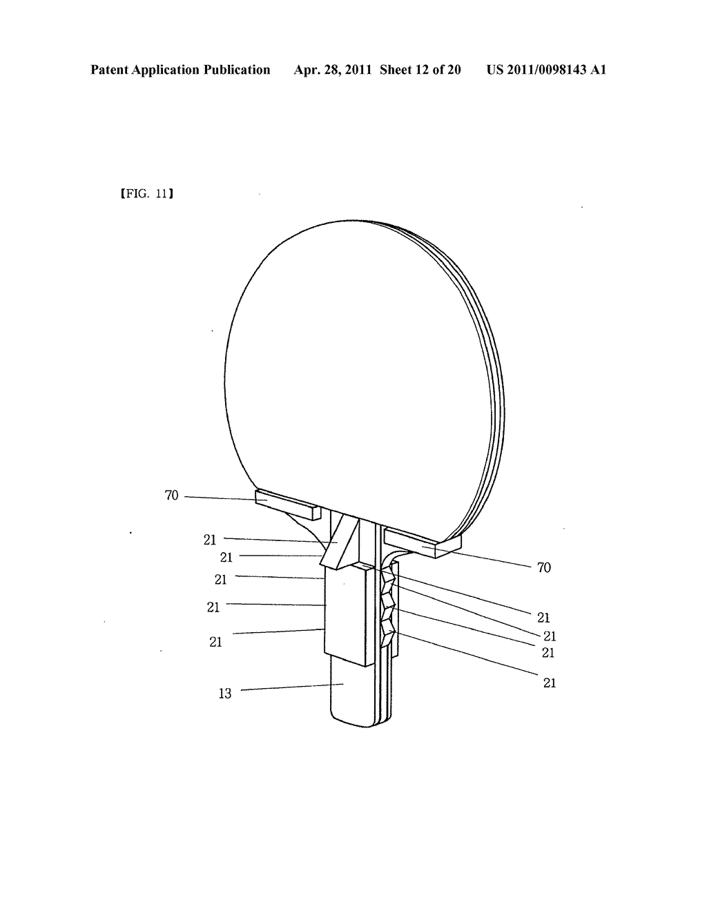 SHAKEHAND TYPE PINGPONG RACKET WITH SUPPORTING PROJECTION PART - diagram, schematic, and image 13