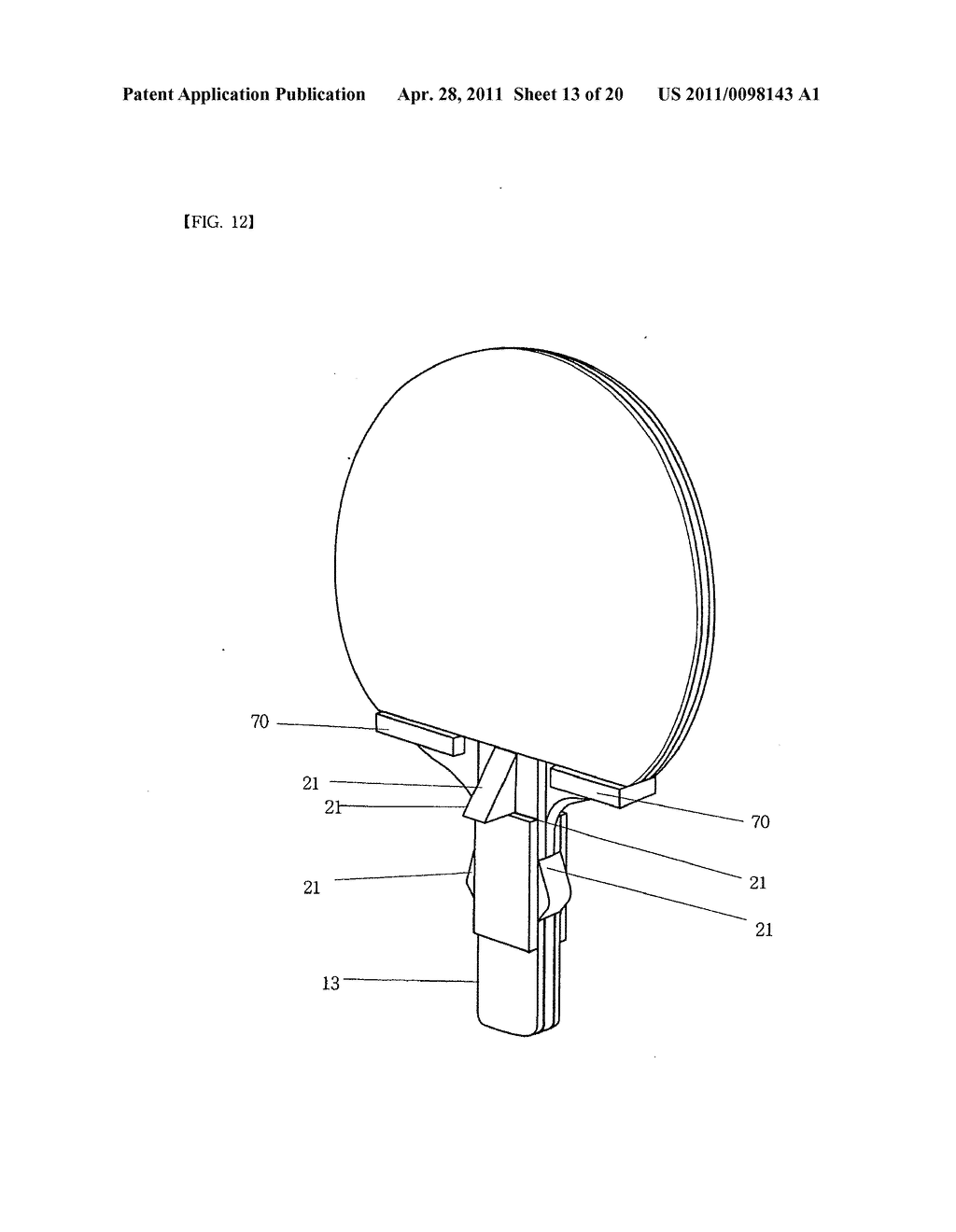 SHAKEHAND TYPE PINGPONG RACKET WITH SUPPORTING PROJECTION PART - diagram, schematic, and image 14