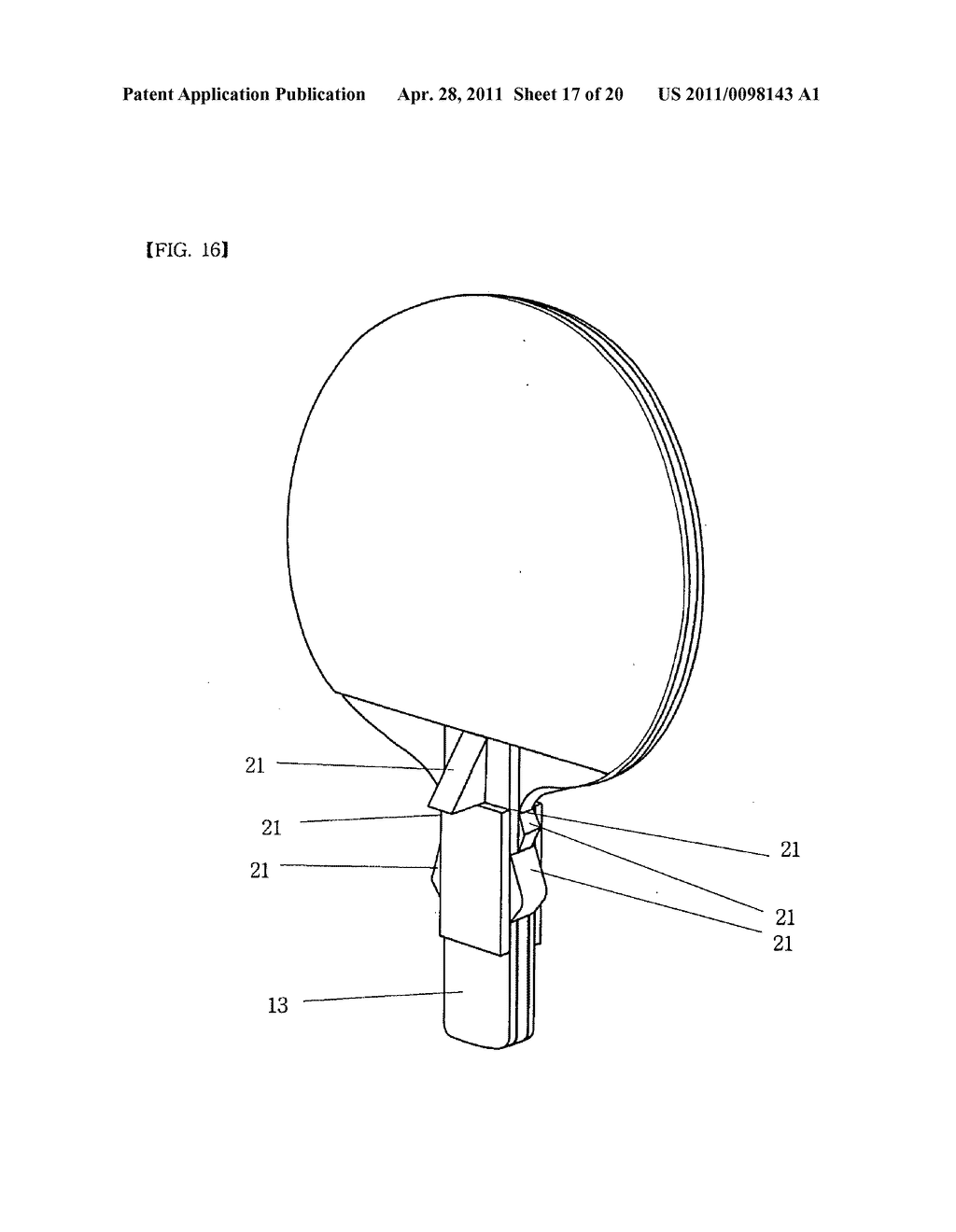 SHAKEHAND TYPE PINGPONG RACKET WITH SUPPORTING PROJECTION PART - diagram, schematic, and image 18