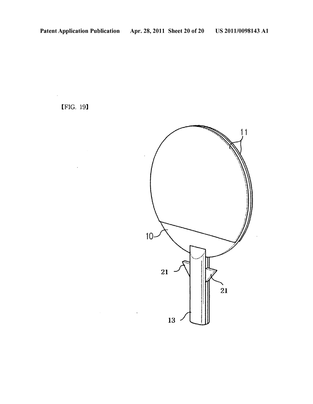 SHAKEHAND TYPE PINGPONG RACKET WITH SUPPORTING PROJECTION PART - diagram, schematic, and image 21
