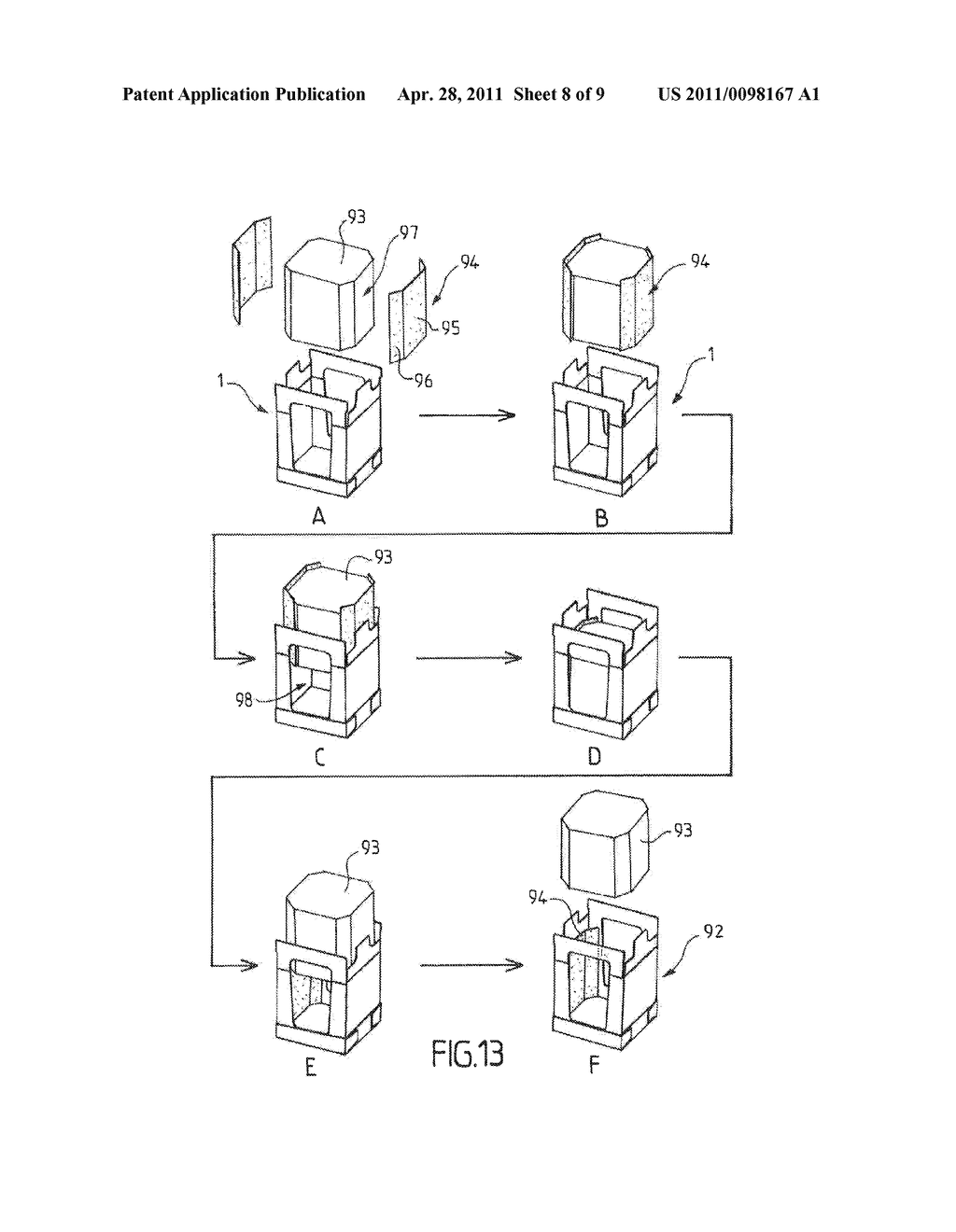 CORRUGATED CARDBOARD BOX WITH OPEN-WORK FLAPS AND ASSEMBLY OF BLANKS FOR OBTAINING SAME - diagram, schematic, and image 09