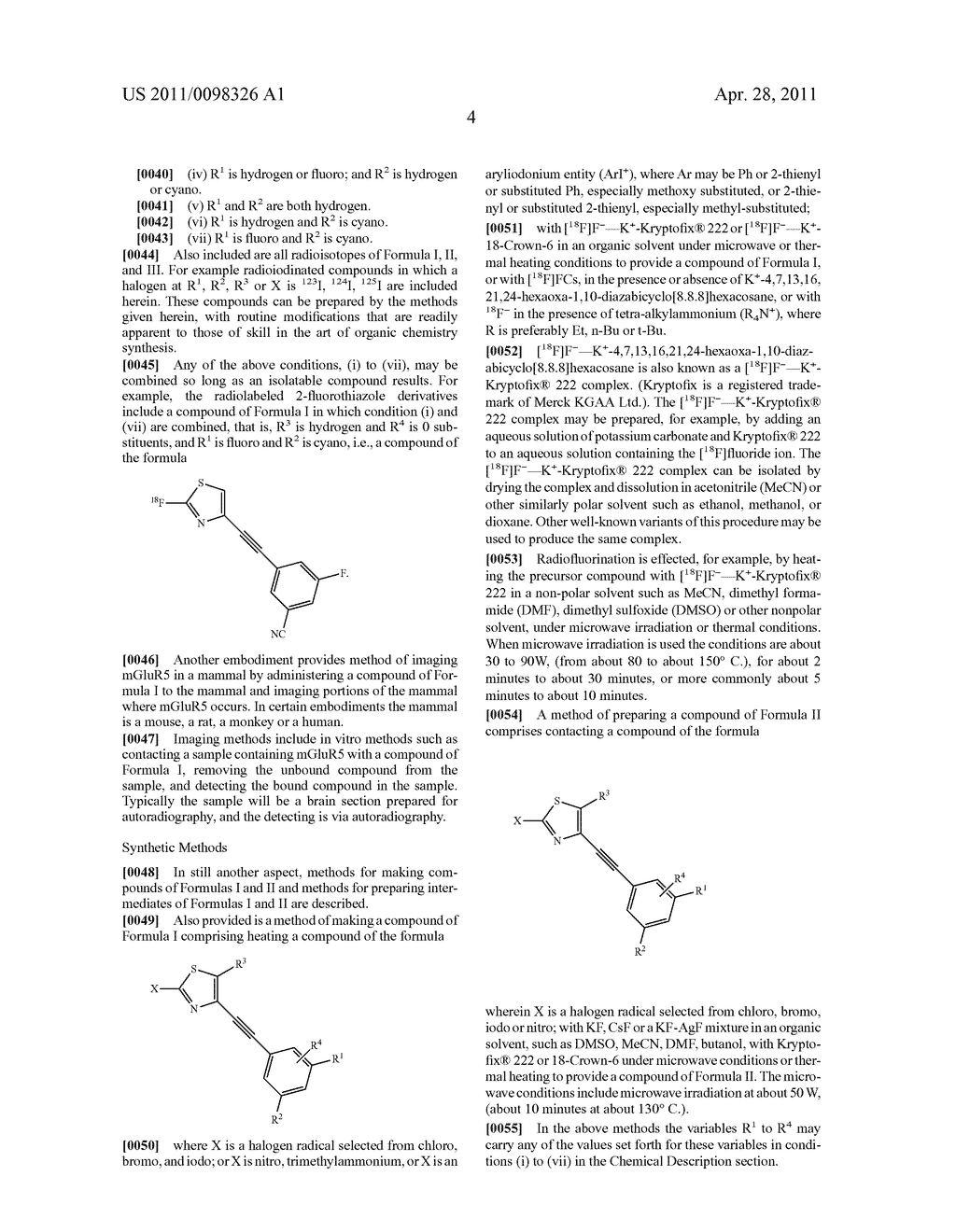 2-FLUOROTHIAZOLE DERIVATIVES USEFUL AS IMAGING AGENTS; METHODS OF SYNTHESIS, AND METHODS OF USE - diagram, schematic, and image 05