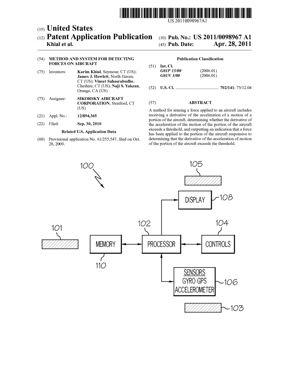 Method and System for Detecting Forces on Aircraft - diagram, schematic, and image 01