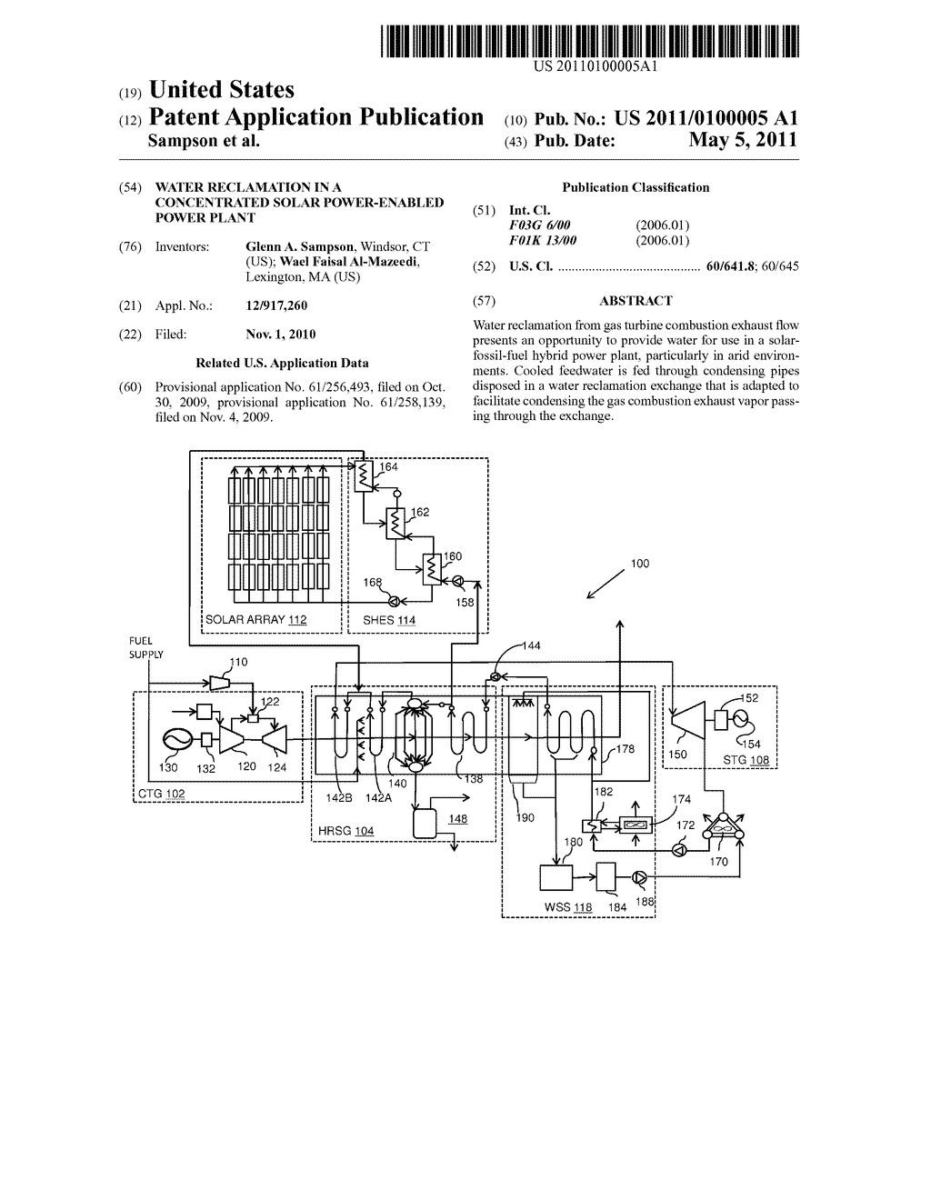 WATER RECLAMATION IN A CONCENTRATED SOLAR POWER-ENABLED POWER PLANT - diagram, schematic, and image 01