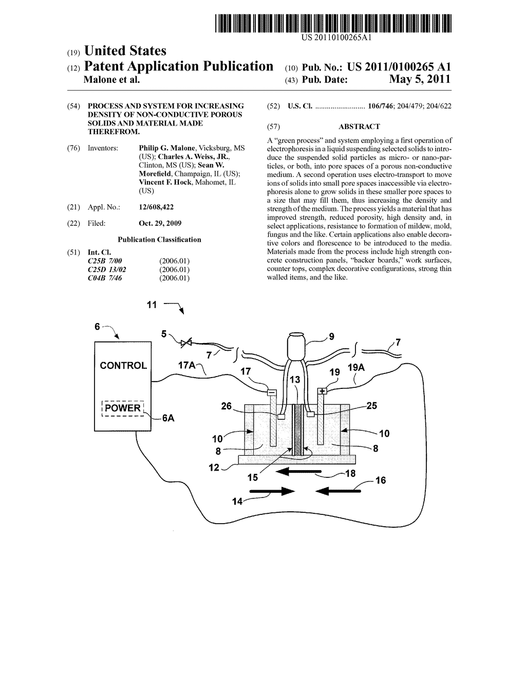 PROCESS AND SYSTEM FOR INCREASING DENSITY OF NON-CONDUCTIVE POROUS SOLIDS AND MATERIAL MADE THEREFROM. - diagram, schematic, and image 01