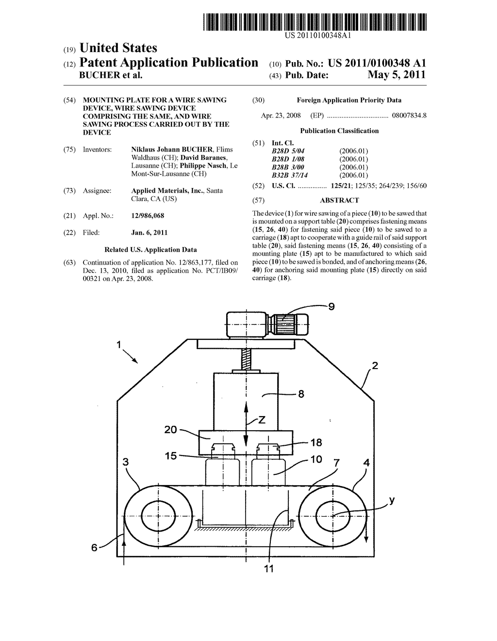 Mounting Plate For A Wire Sawing Device, Wire Sawing Device Comprising The Same, And Wire Sawing Process Carried Out By The Device - diagram, schematic, and image 01