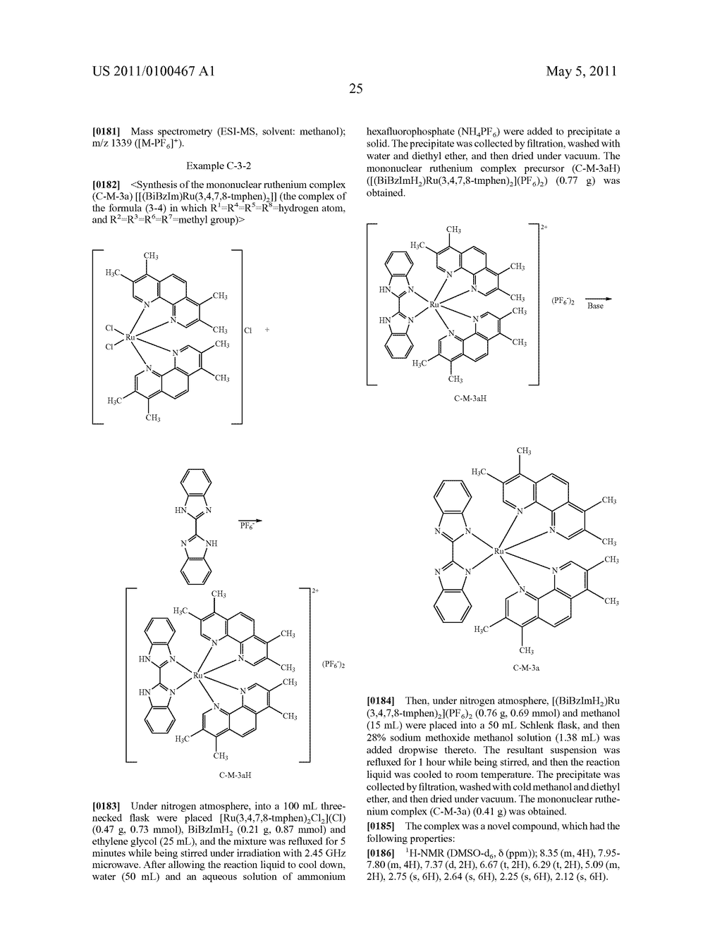 BINUCLEAR RUTHENIUM COMPLEX DYE, RUTHENIUM-OSMIUM COMPLEX DYE, PHOTOELECTRIC CONVERSION ELEMENT USING ANY ONE OF THE COMPLEX DYES, AND PHOTOCHEMICAL CELL - diagram, schematic, and image 30