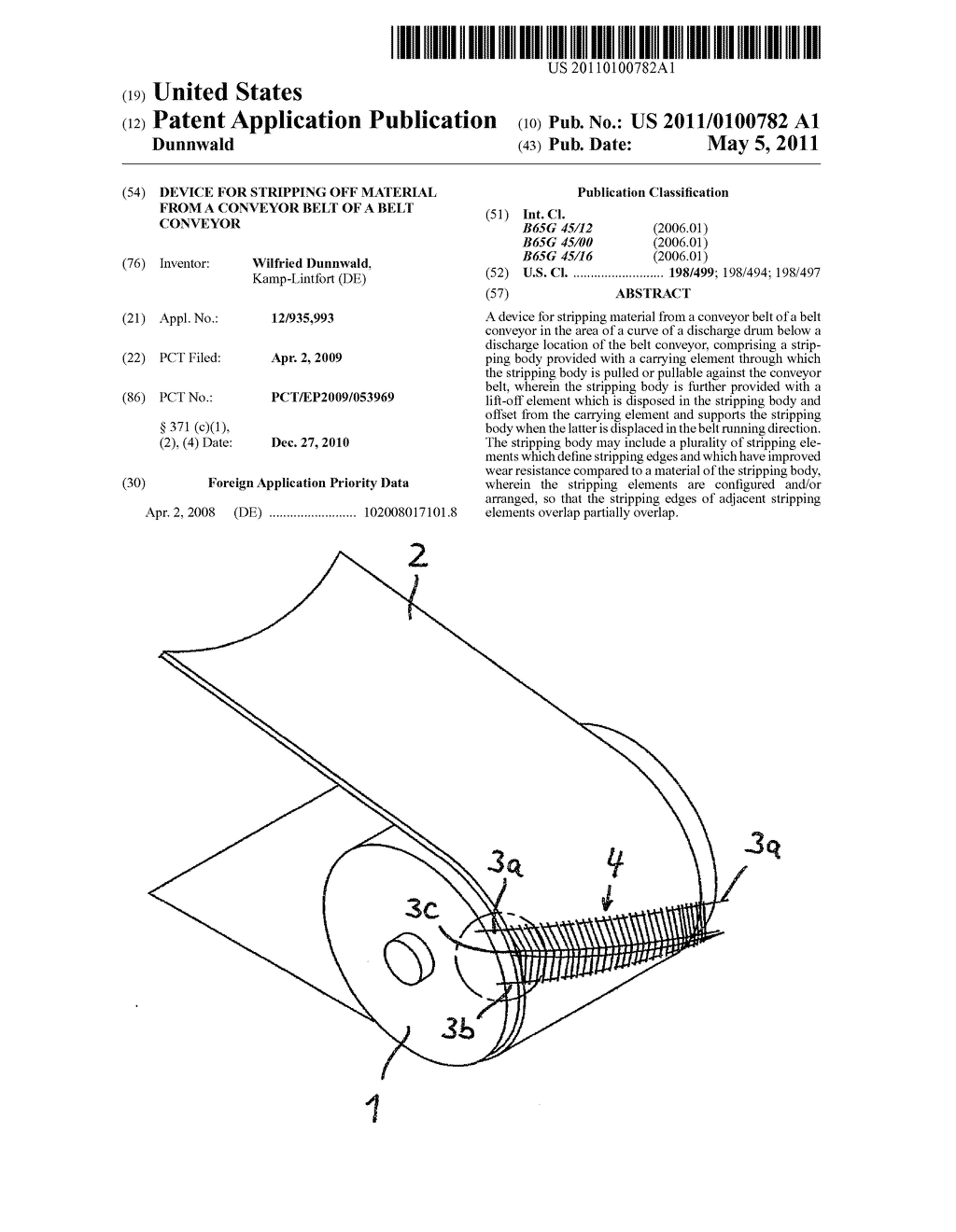 Device for Stripping Off Material from a Conveyor Belt of a Belt Conveyor - diagram, schematic, and image 01