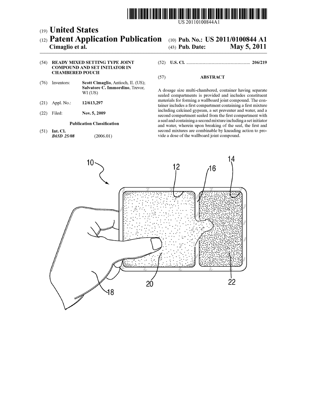 READY MIXED SETTING TYPE JOINT COMPOUND AND SET INITIATOR IN CHAMBERED POUCH - diagram, schematic, and image 01