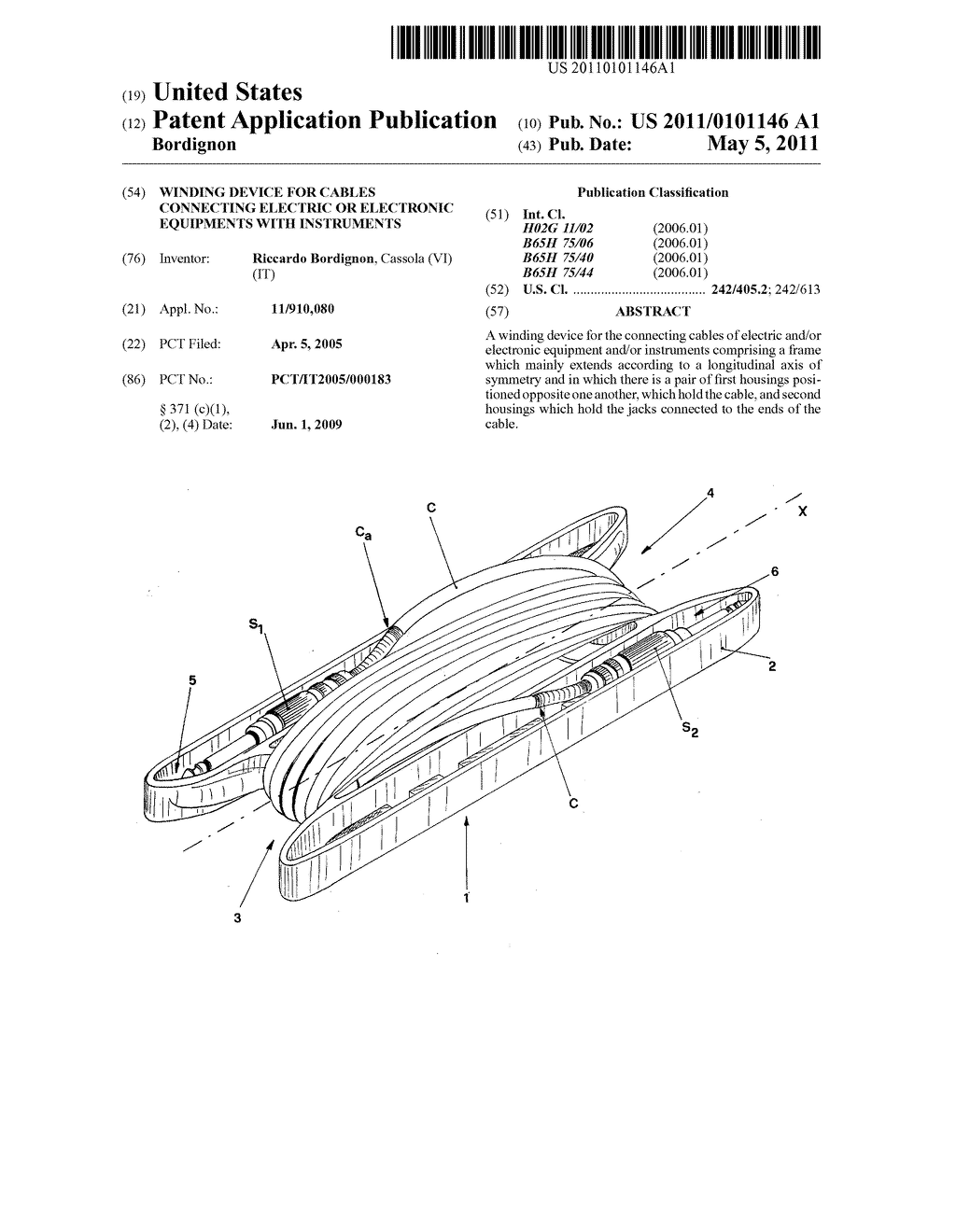 Winding Device for Cables Connecting Electric or Electronic Equipments with Instruments - diagram, schematic, and image 01