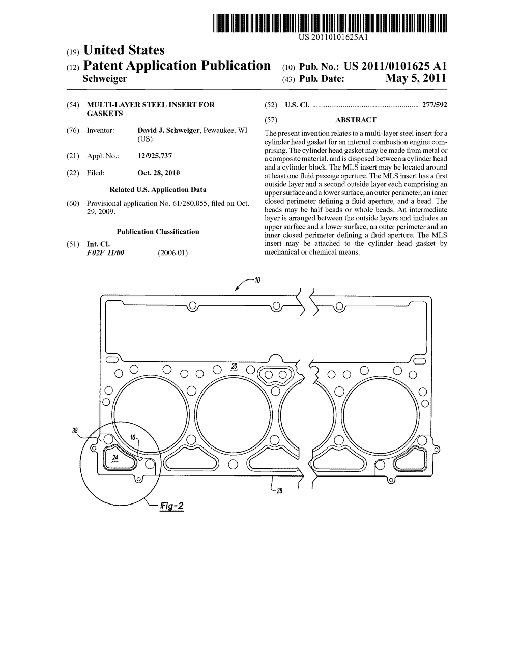 Multi-layer steel insert for gaskets - diagram, schematic, and image 01