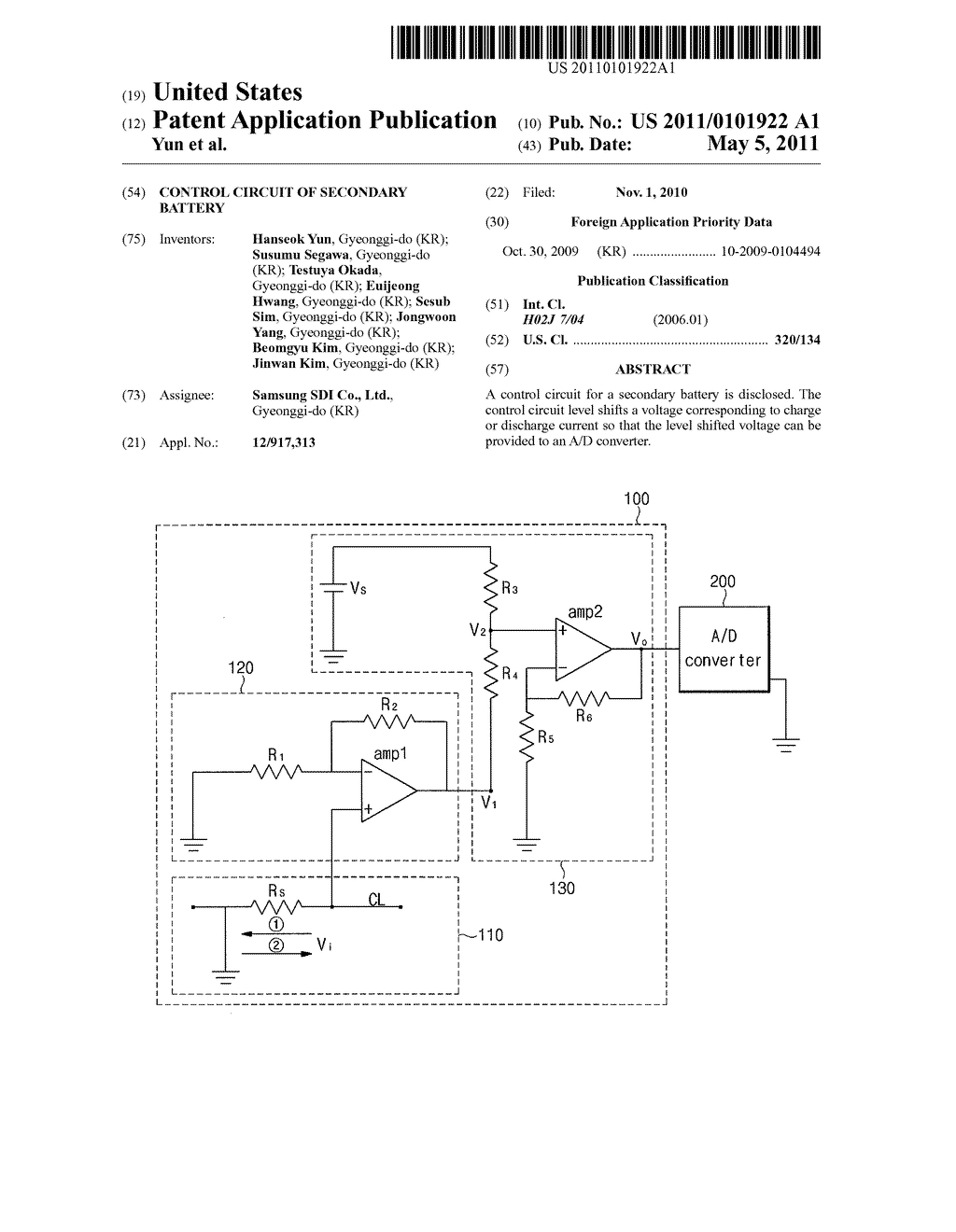 CONTROL CIRCUIT OF SECONDARY BATTERY - diagram, schematic, and image 01