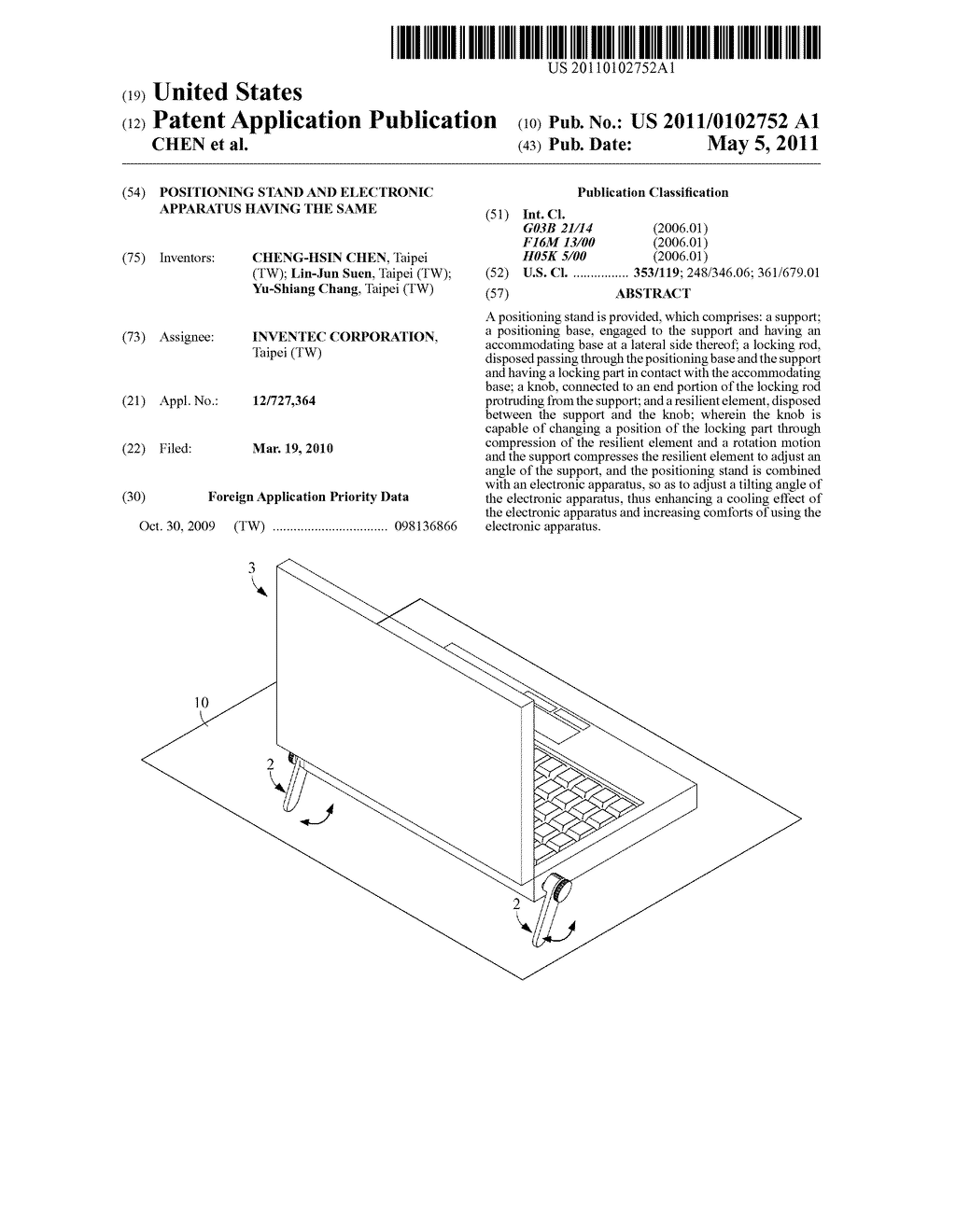 POSITIONING STAND AND ELECTRONIC APPARATUS HAVING THE SAME - diagram, schematic, and image 01