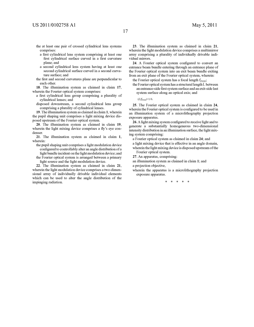 ILLUMINATION SYSTEM FOR A MICROLITHOGRAPHY PROJECTION EXPOSURE APPARATUS, MICROLITHOGRAPHY PROJECTION EXPOSURE APPARATUS COMPRISING SUCH AN ILLUMINATION SYSTEM, AND FOURIER OPTICAL SYSTEM - diagram, schematic, and image 34