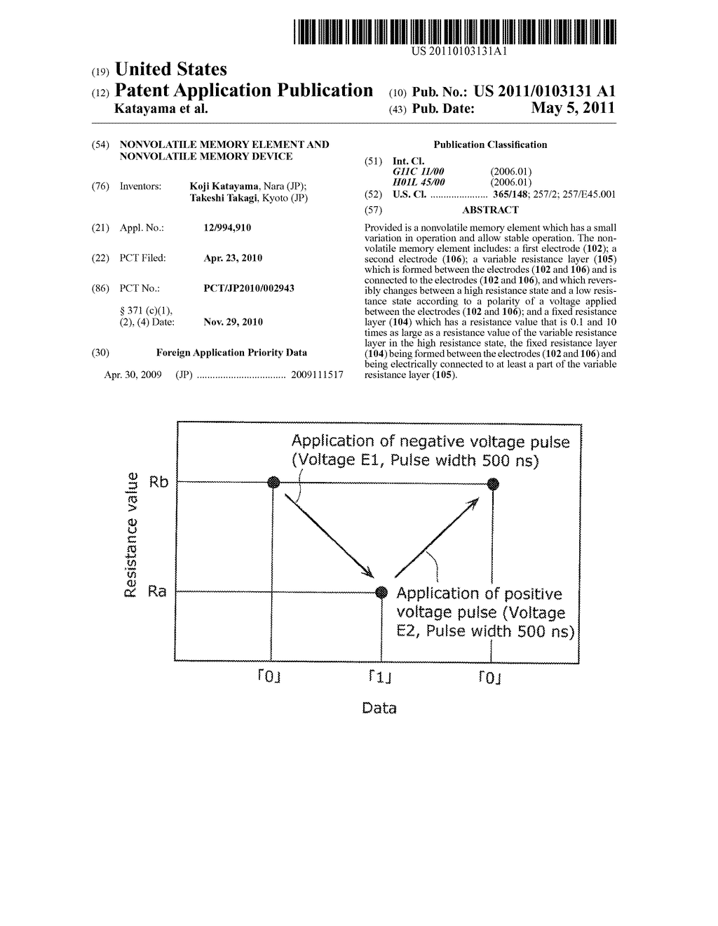 NONVOLATILE MEMORY ELEMENT AND NONVOLATILE MEMORY DEVICE - diagram, schematic, and image 01