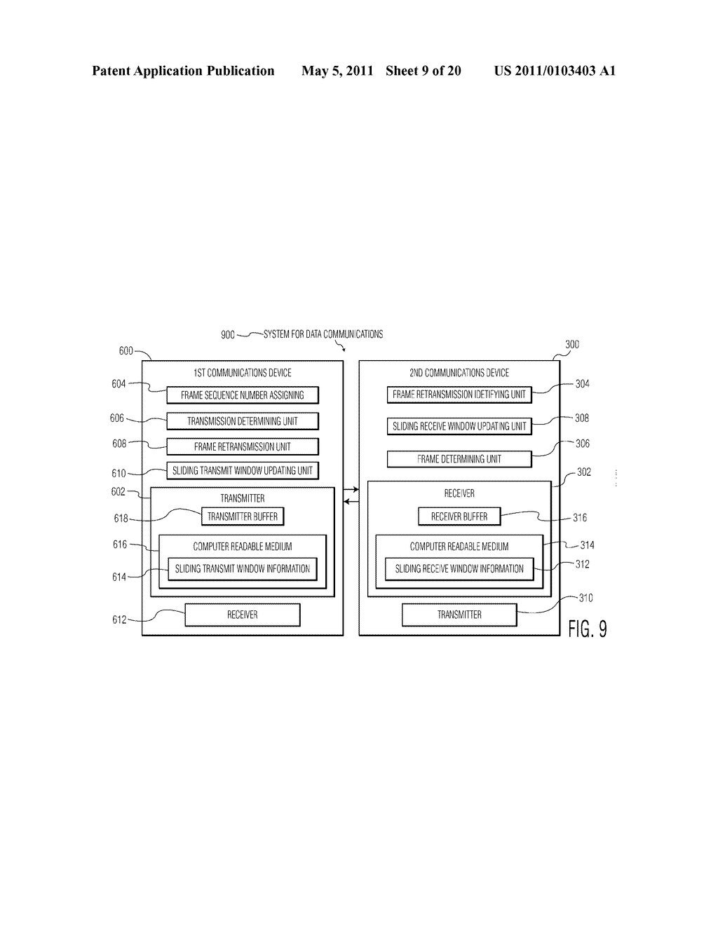 SYSTEM AND METHOD FOR DATA COMMUNICATIONS USING A SLIDING WINDOW PROTOCOL WITH SELECTIVE RETRANSMISSION - diagram, schematic, and image 10