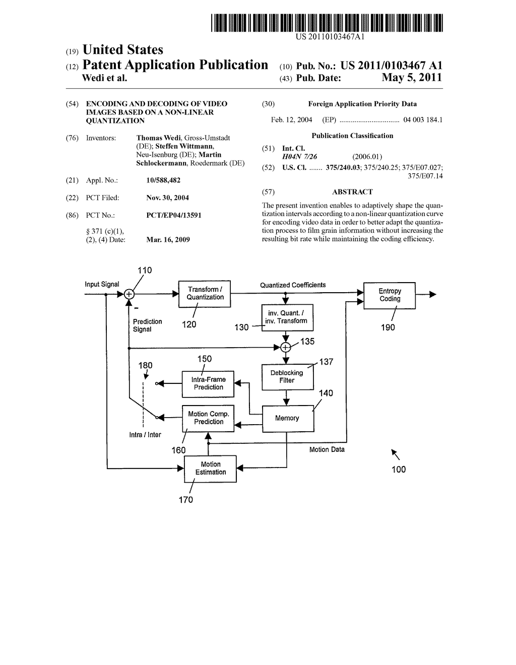 Encoding and Decoding of Video Images Based on a Non-linear Quantization - diagram, schematic, and image 01