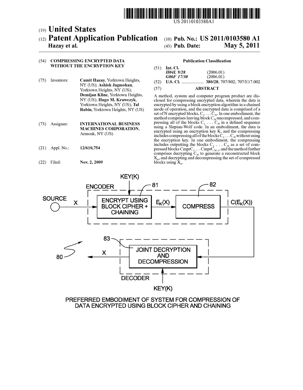 COMPRESSING ENCRYPTED DATA WITHOUT THE ENCRYPTION KEY - diagram, schematic, and image 01