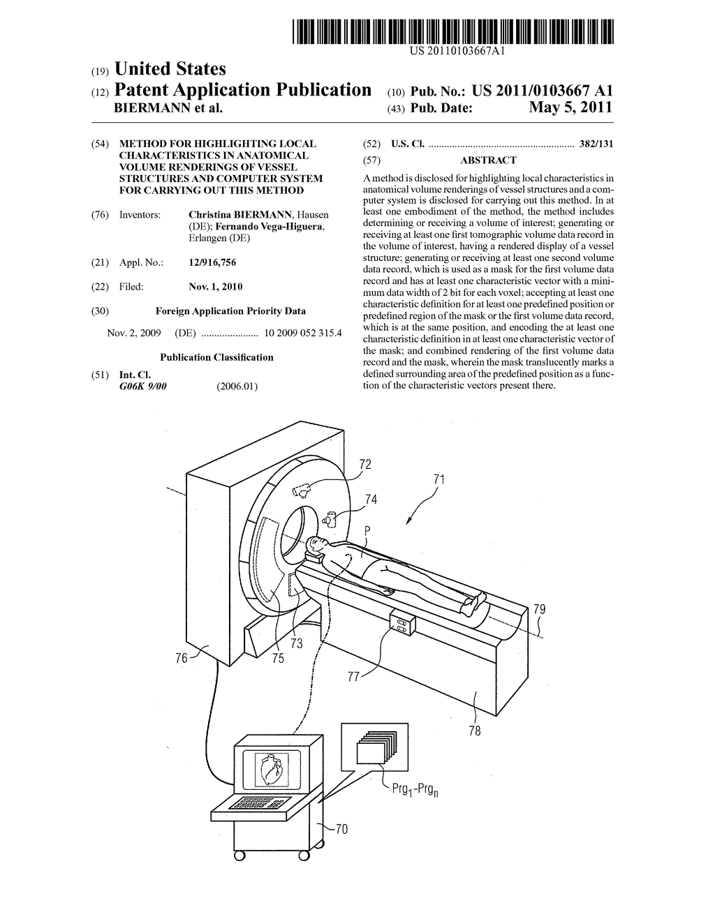 METHOD FOR HIGHLIGHTING LOCAL CHARACTERISTICS IN ANATOMICAL VOLUME RENDERINGS OF VESSEL STRUCTURES AND COMPUTER SYSTEM FOR CARRYING OUT THIS METHOD - diagram, schematic, and image 01