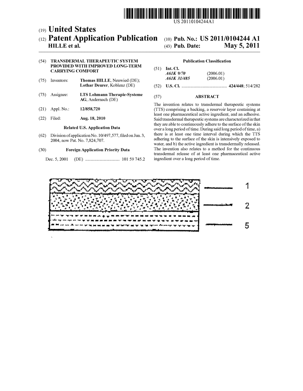 TRANSDERMAL THERAPEUTIC SYSTEM PROVIDED WITH IMPROVED LONG-TERM CARRYING COMFORT - diagram, schematic, and image 01