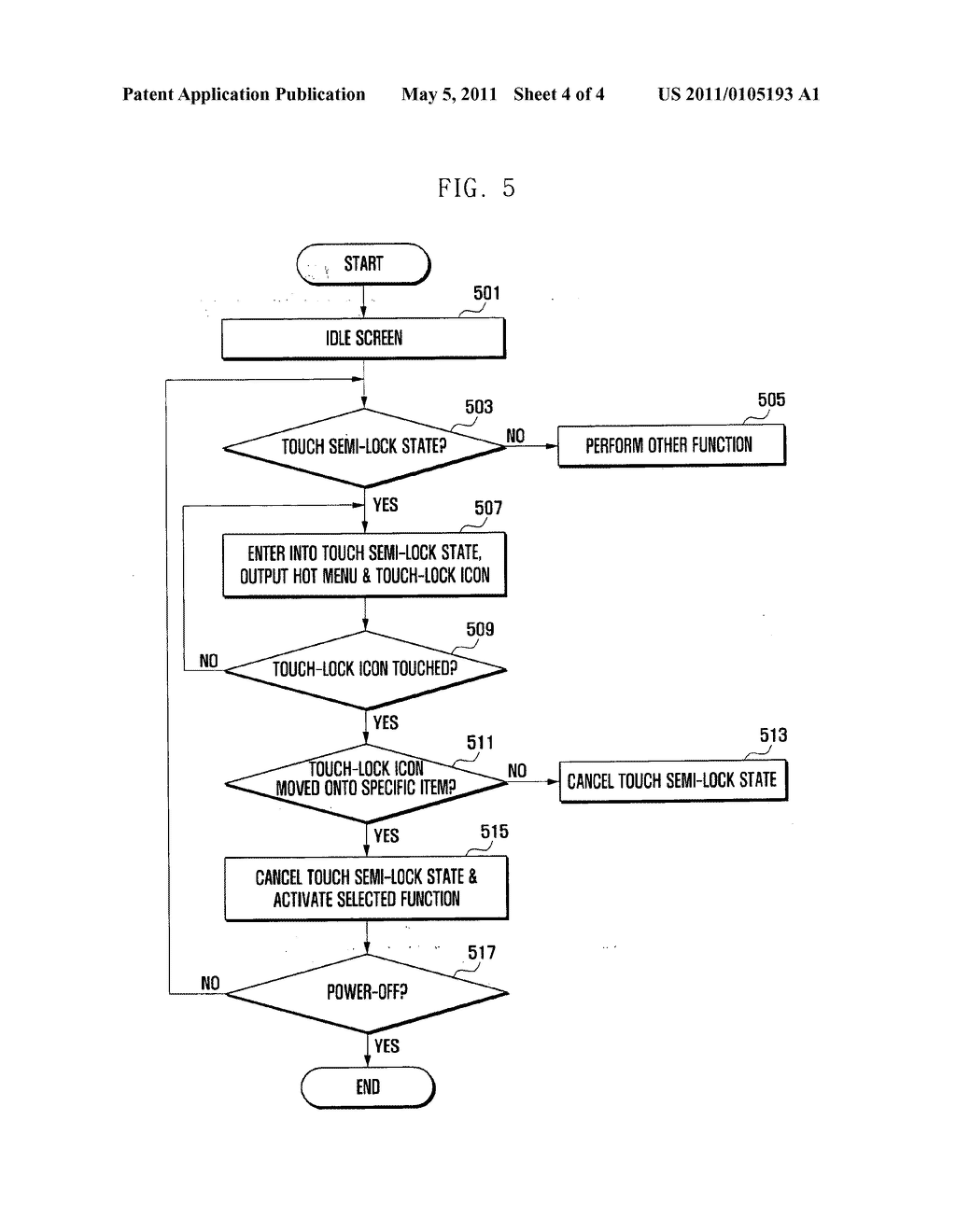Mobile device supporting touch semi-lock state and method for operating the same - diagram, schematic, and image 05