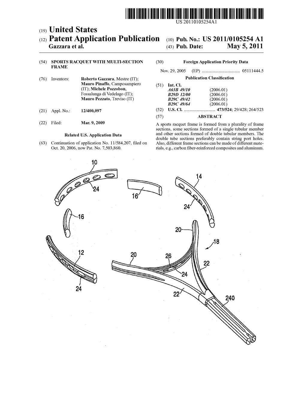 Sports Racquet With Multi-Section Frame - diagram, schematic, and image 01