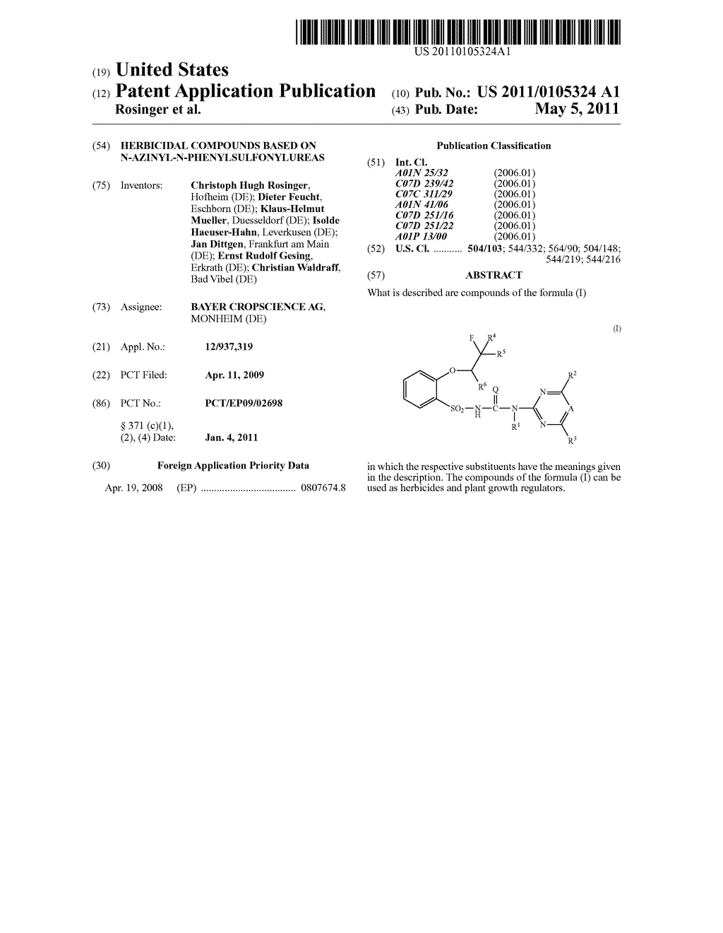 Herbicidal Compounds Based on N-Azinyl-N-Phenylsulfonylureas - diagram, schematic, and image 01