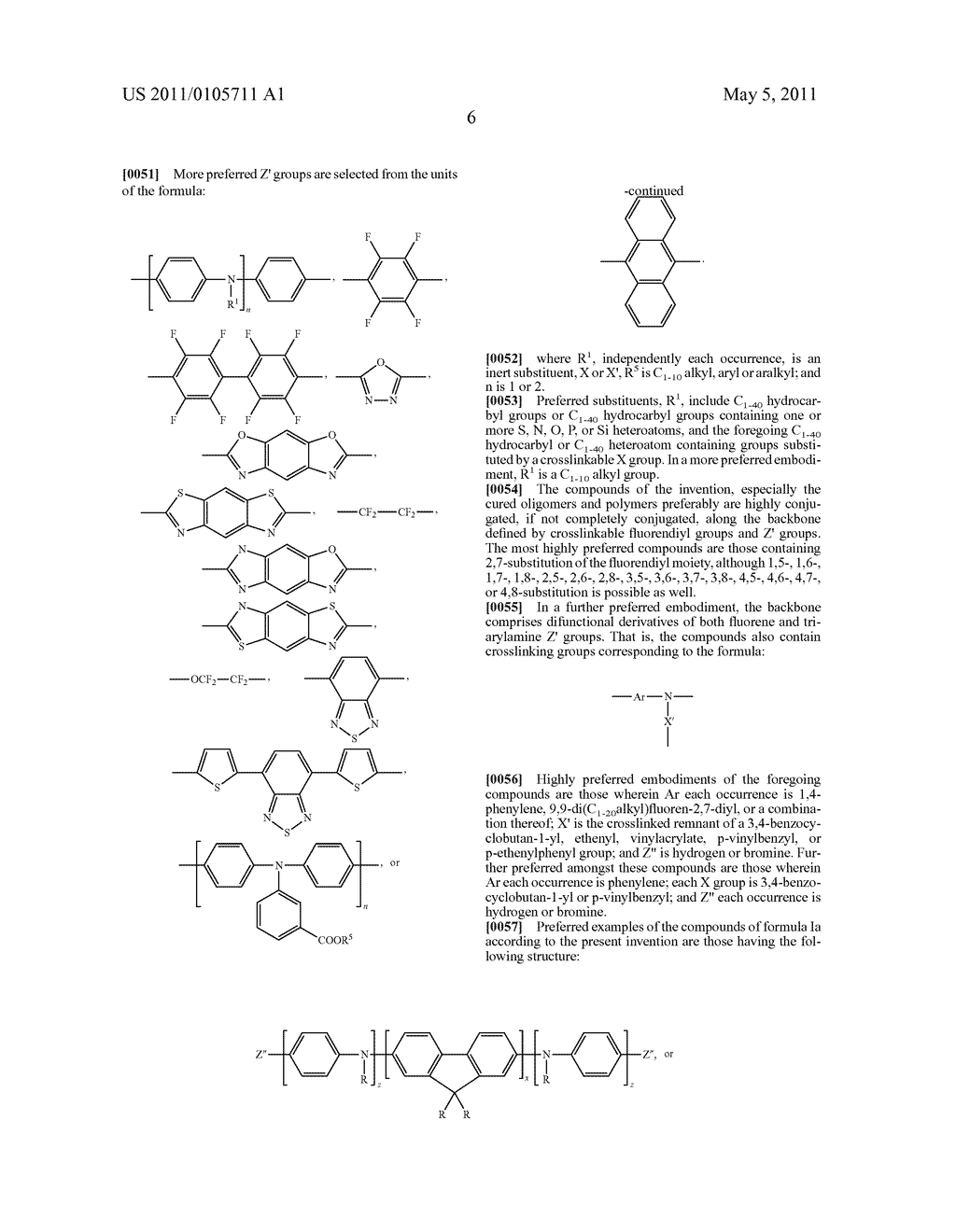 CROSSLINKABLE SUBSTITUTED FLUORENE COMPOUNDS AND CONJUGATED OLIGOMERS OR POLYMERS BASED THEREON - diagram, schematic, and image 07