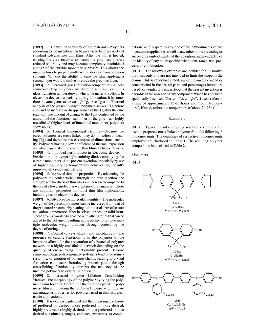 CROSSLINKABLE SUBSTITUTED FLUORENE COMPOUNDS AND CONJUGATED OLIGOMERS OR POLYMERS BASED THEREON - diagram, schematic, and image 12